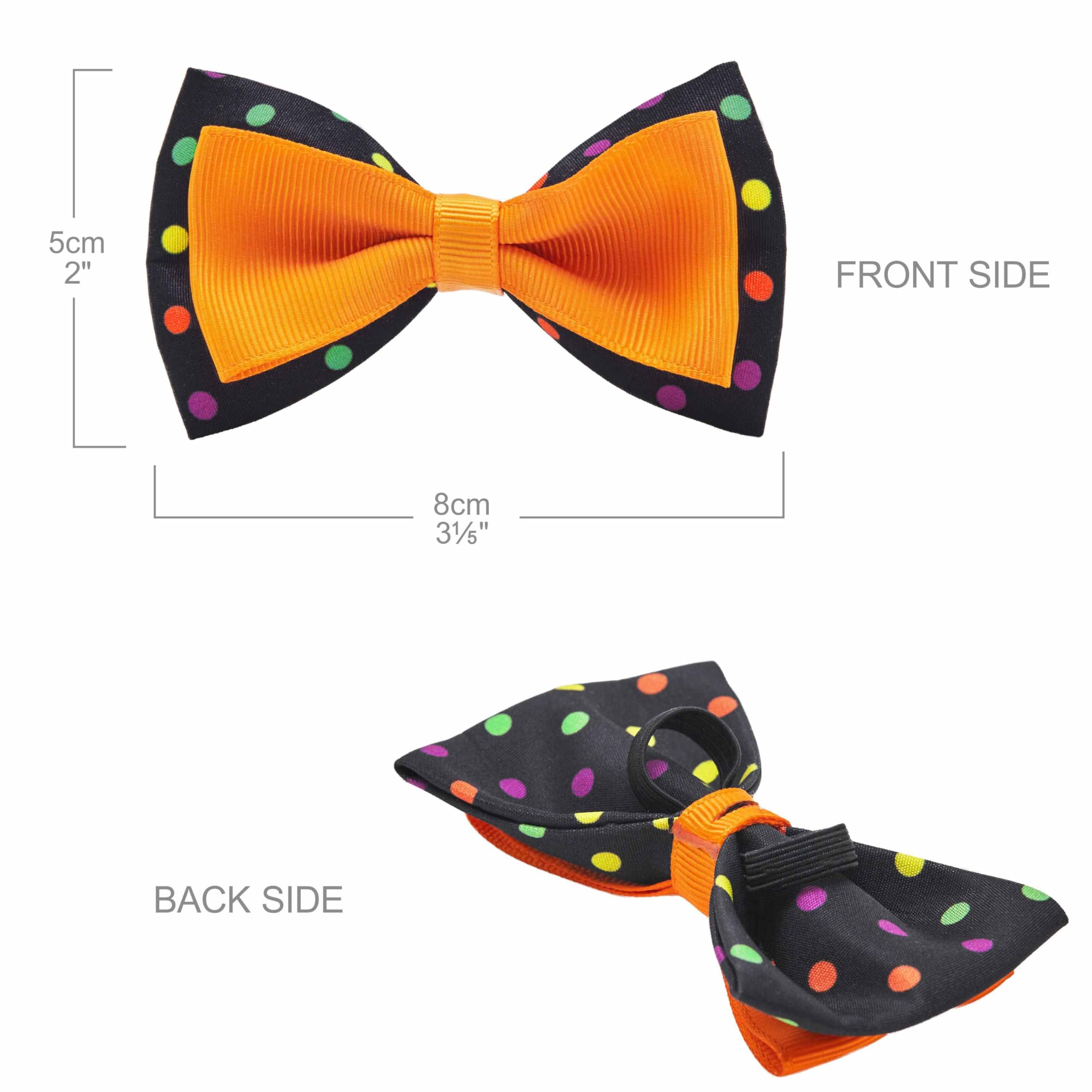 Blueberry Pet 2023 New Halloween Polka Dot Adjustable Dog Collar With Detachable Bowtie, Medium, Neck 14.5''-20''