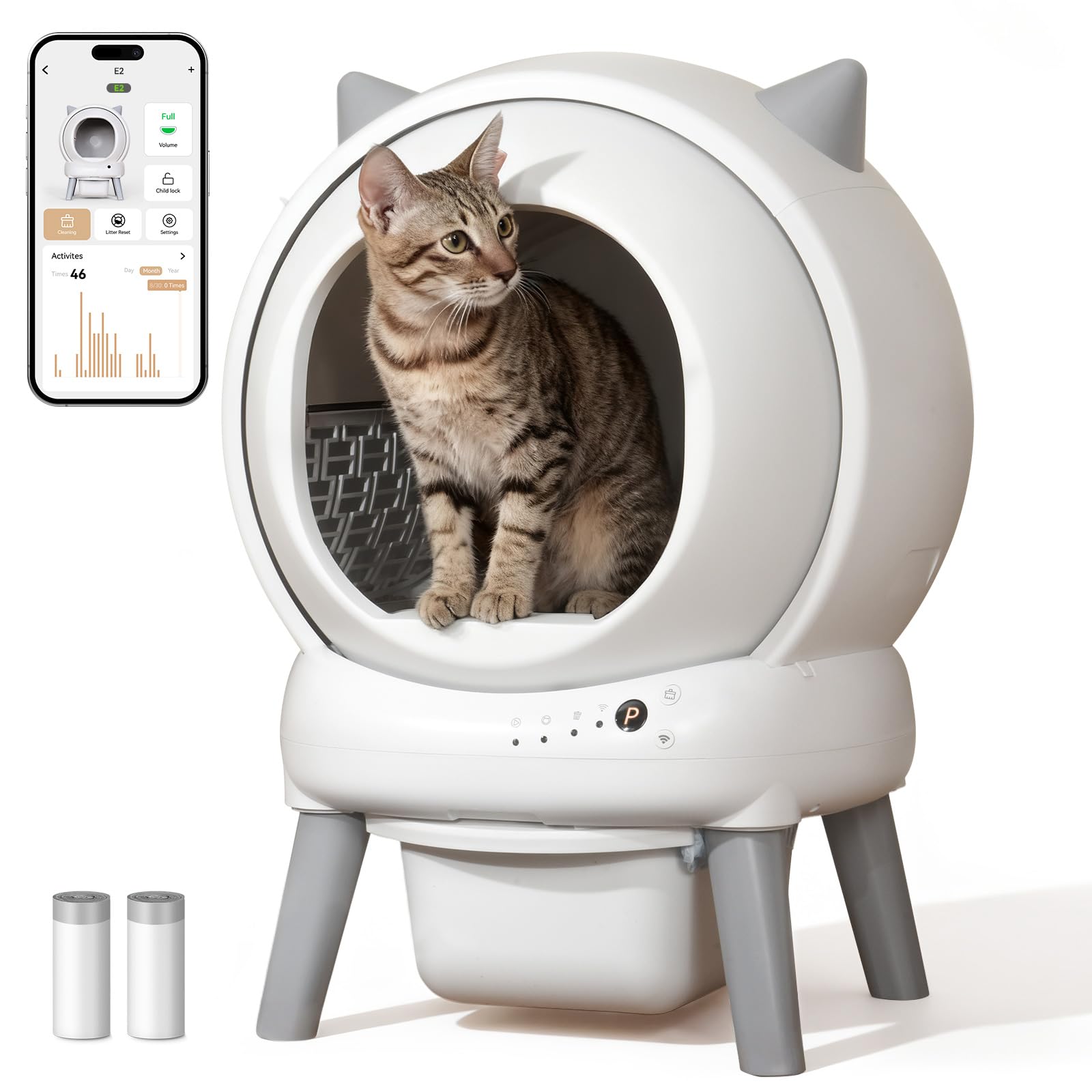ZHMZ Self Cleaning Litter Box: Automatic Litter Box Self Cleaning for Multiple Cats Auto Robot with Dual Safety Protection, Larg
