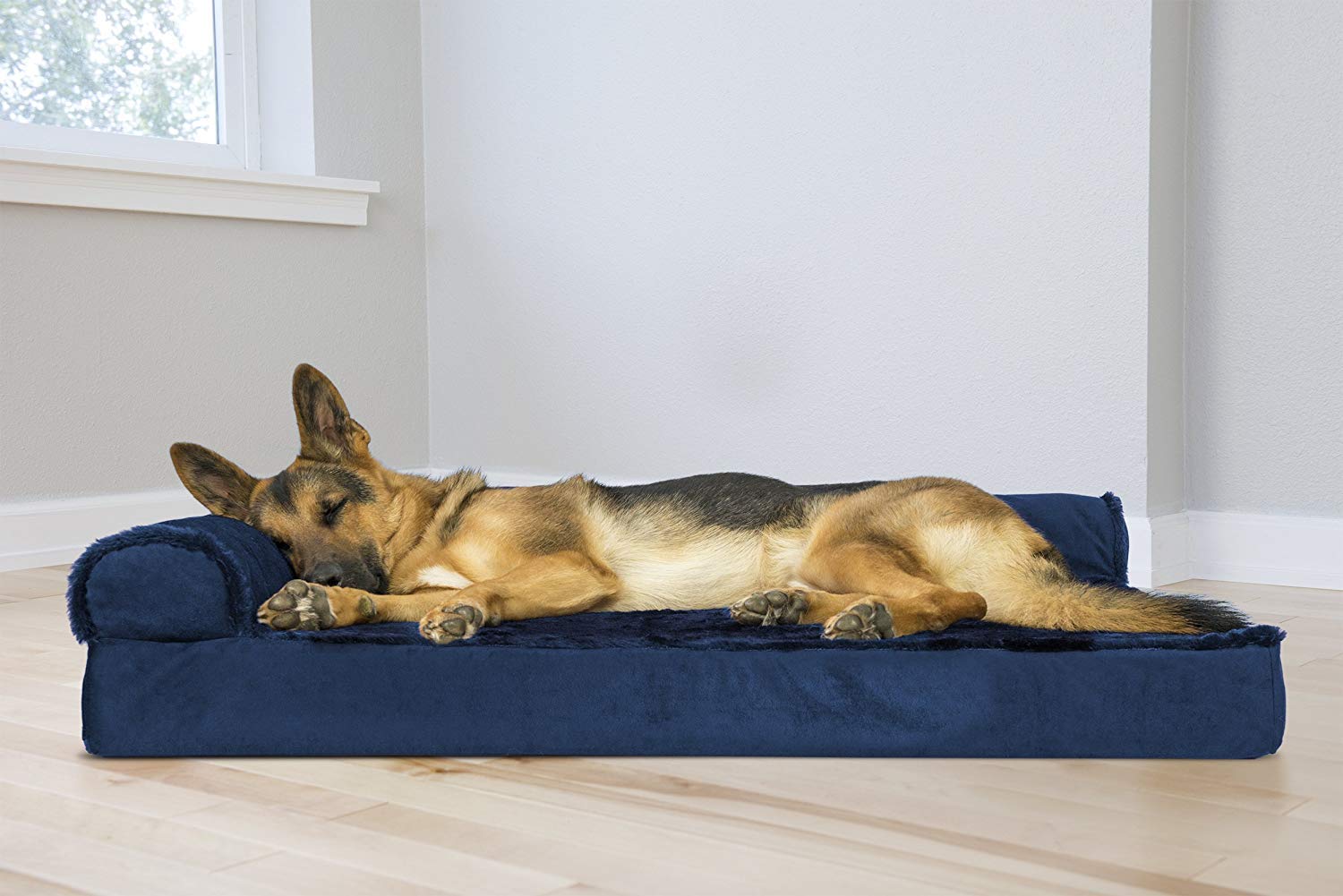 Furhaven Orthopedic Dog Bed For Large Dogs W/ Removable Bolsters & Washable Cover, For Dogs Up To 95 Lbs - Plush & Velvet L Shap