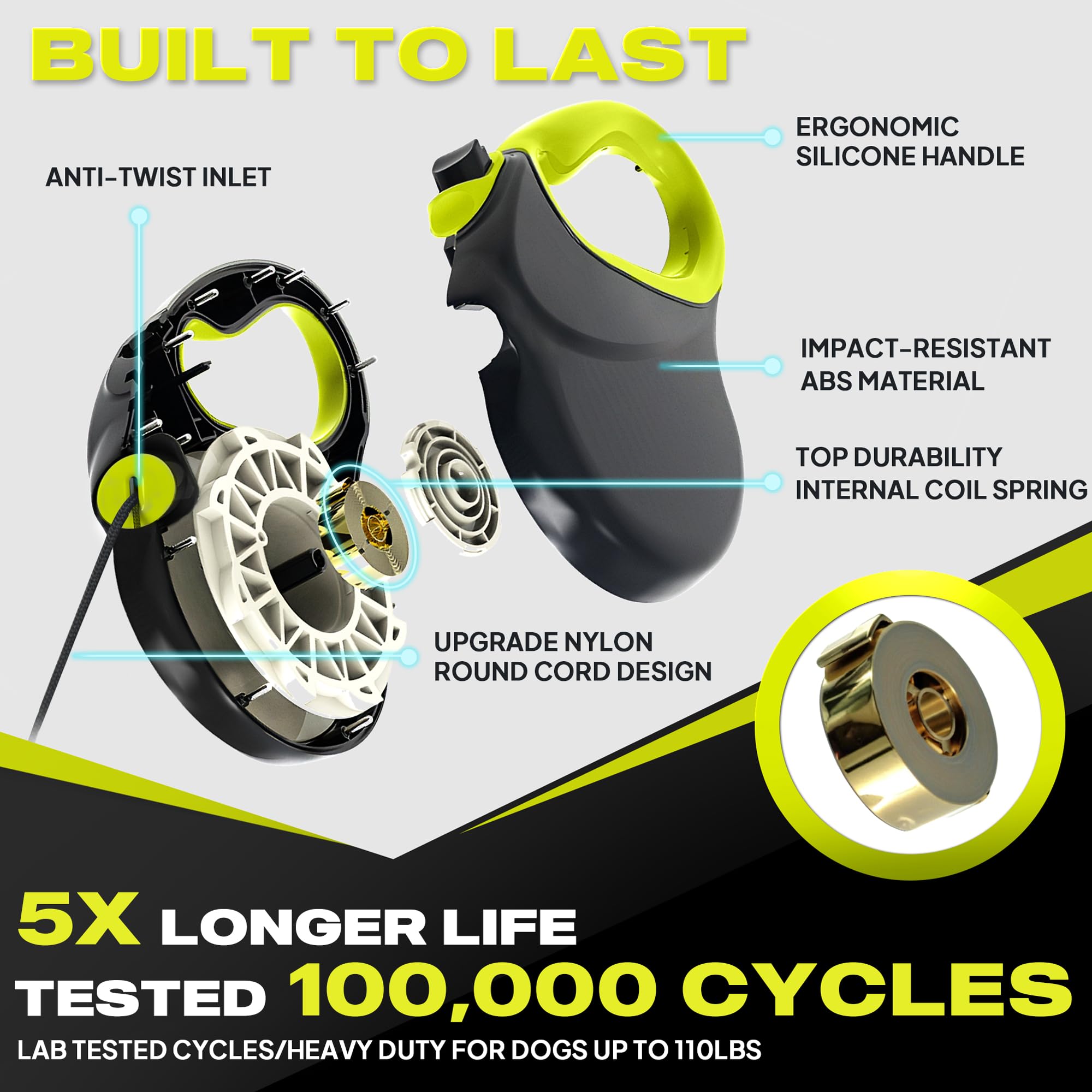 Fida 30Ft Upgraded Retractable Dog Leash, Heavy Duty Pet Walking Leash For Medium/Large Breed Up To 110 Lbs, 360 Tangle-Free Lon