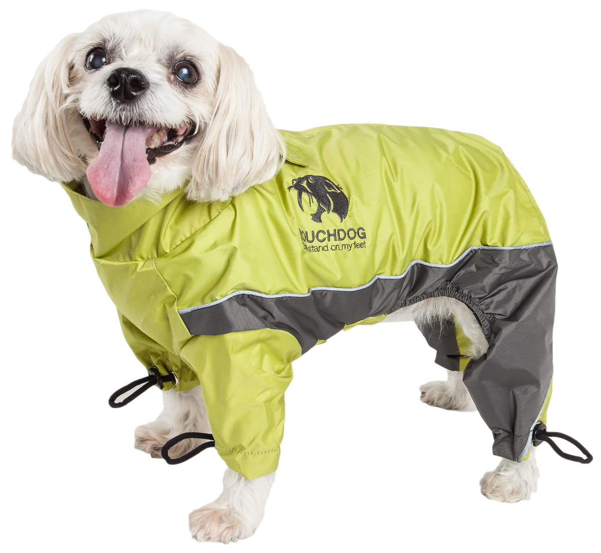 TOUCHDOG 'Quantum-Ice' Full Body Bodied Adjustable and 3M Reflective Pet Dog Coat Jacket w/ Blackshark Technology, Medium, Light Yellow, Grey