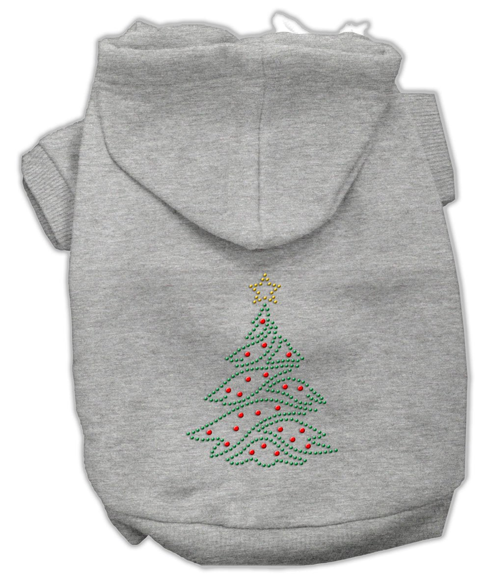 Christmas Pet, Dog & Cat Hoodie Rhinestone, &quot;Christmas Tree&quot; Gray LG (10-14 lbs.)