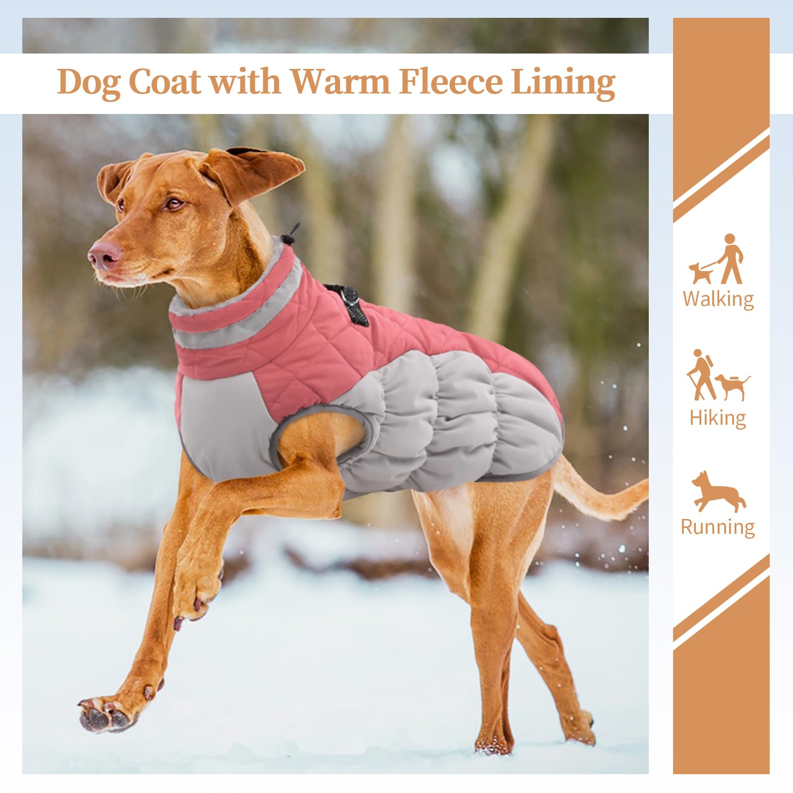 Ouobob Dog Jackets For Large Dogs, Large Dog Winter Coat, Pet Cold Weather Coats, Xxxl Pet Jacket With D-Ring, Waterproof Coat W