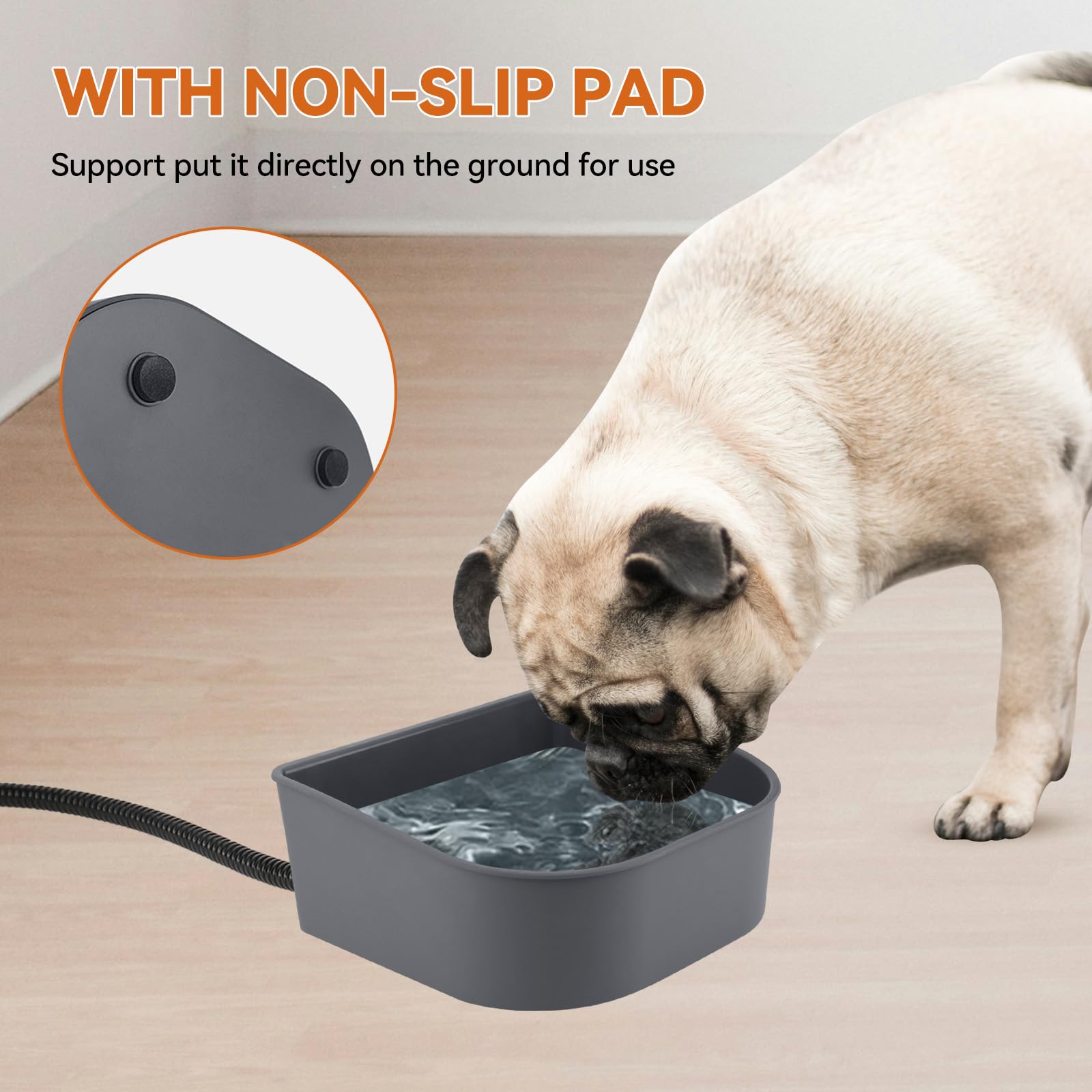 NAMSAN Heated Pet Bowl for Cats and Dogs, 1L Plastic, Indoor/Outdoor, Model CA-LS24-HB-XGFX, Hanging Heated Bowl