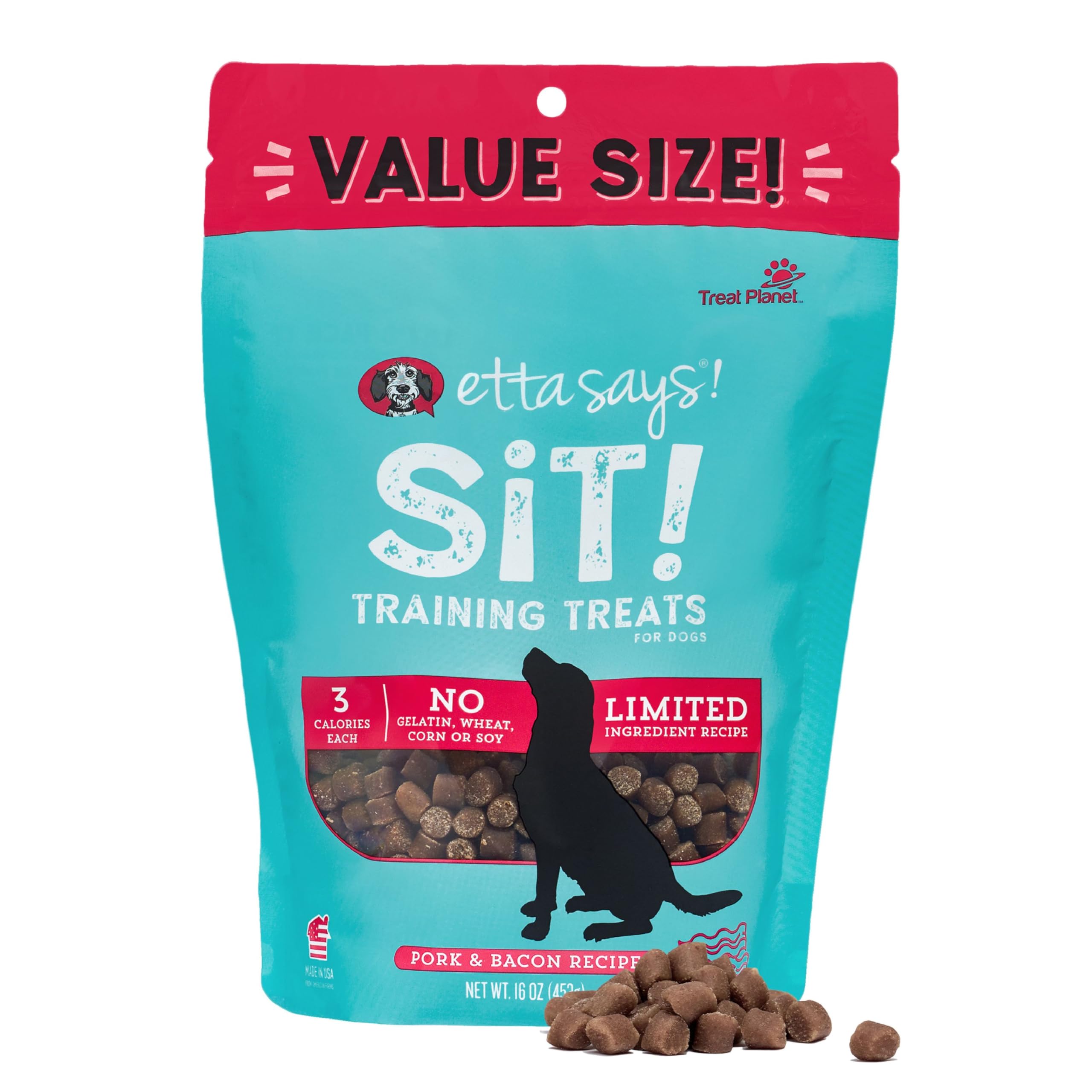 ETTA SAYS! Sit Bacon Training Treats for Dogs 16 Ounce Soft Dog Treats - Made in The USA Dog Treats, Limited Ingredients, Low Ca