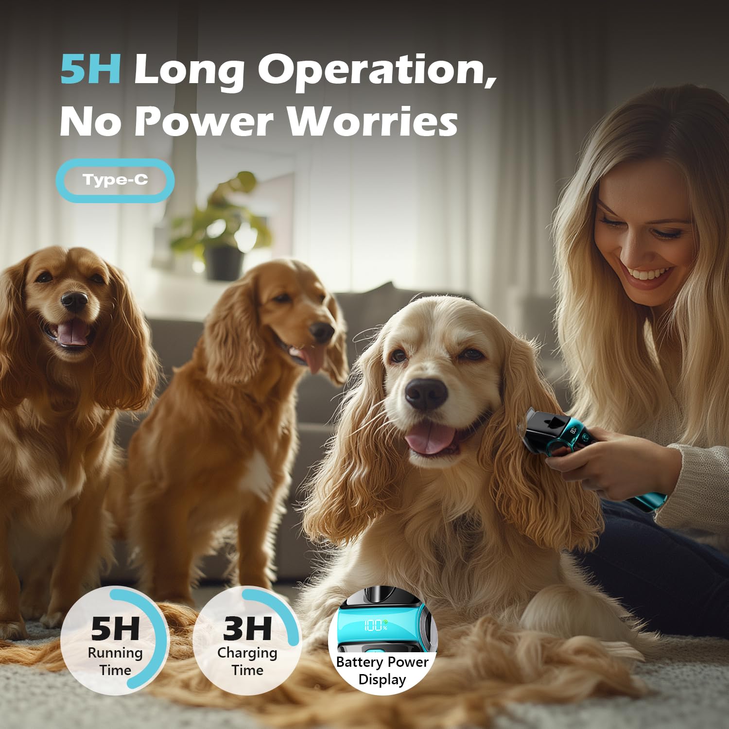 Fuzzyfix Dog Clippers For Grooming With Storage Box, Dog Grooming Kit Heavy Duty 2-Speed Quiet Rechargeable Cordless Pet Hair Tr