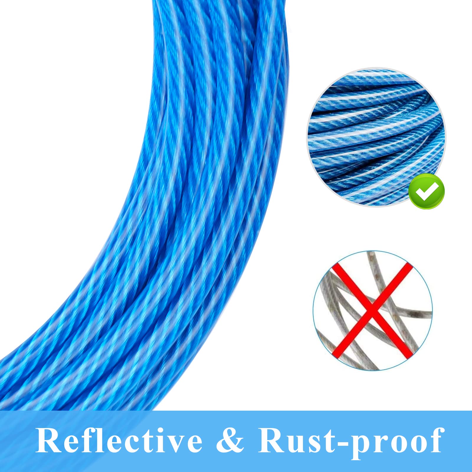 Xiaz Dog Tie Out Cable, Dog Runner For Yard Steel Wire Dog Cable With Durable Lockable Clips, 50Ft Dog Chains For Outside Dog Lead For Medium Dogs Up To 60 Lbs