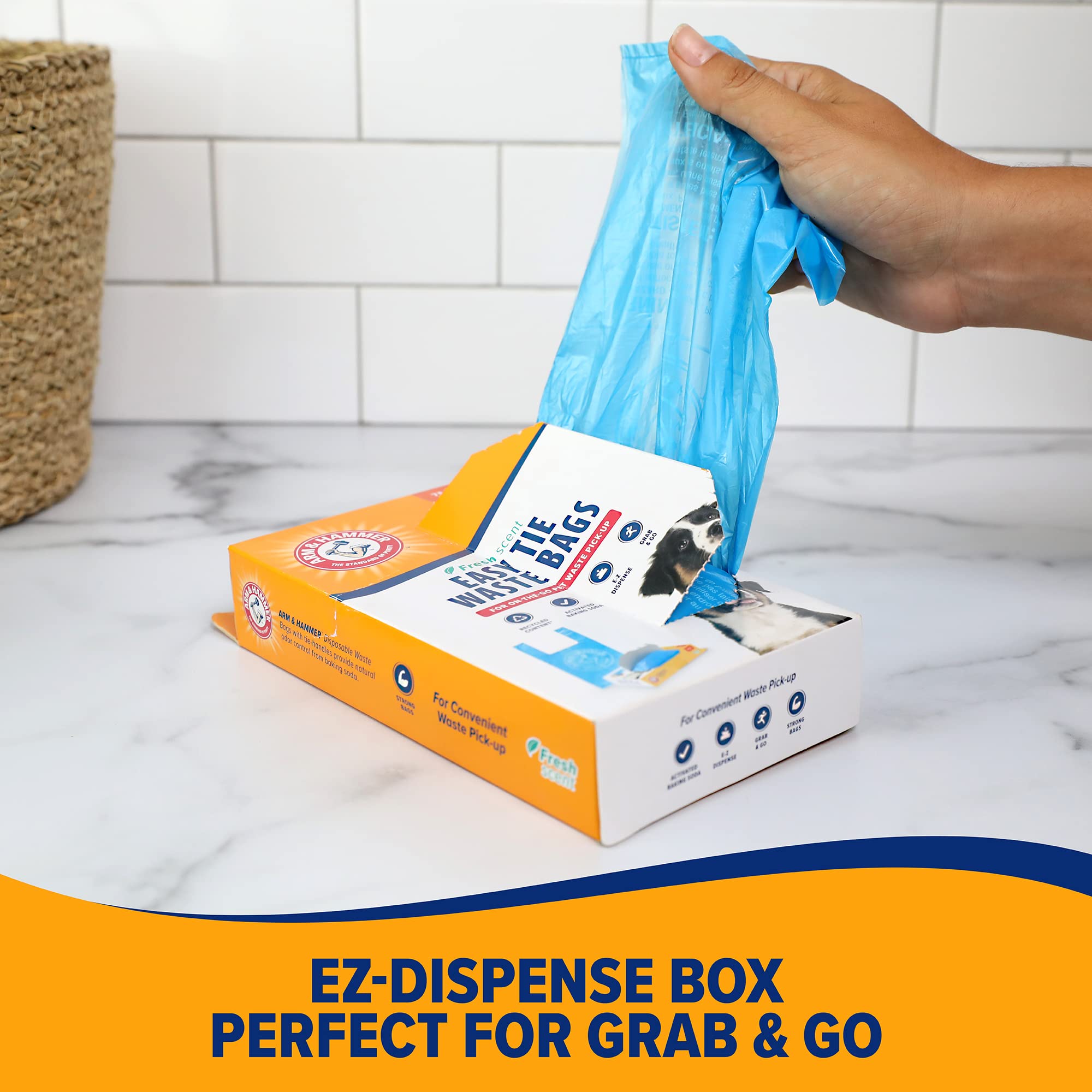 Arm & Hammer 71041 Easy-Tie Waste Bags, Blue, 75 Count - Pack Of 1