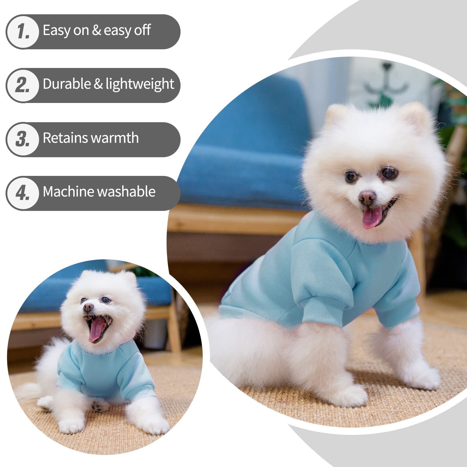 Bingpet Dog Hoodies - Fleece Lined Fall Dog Puppy Sweatshirt Soft Warm Sweater Winter Hooded Clothes For Small Medium Large Dogs