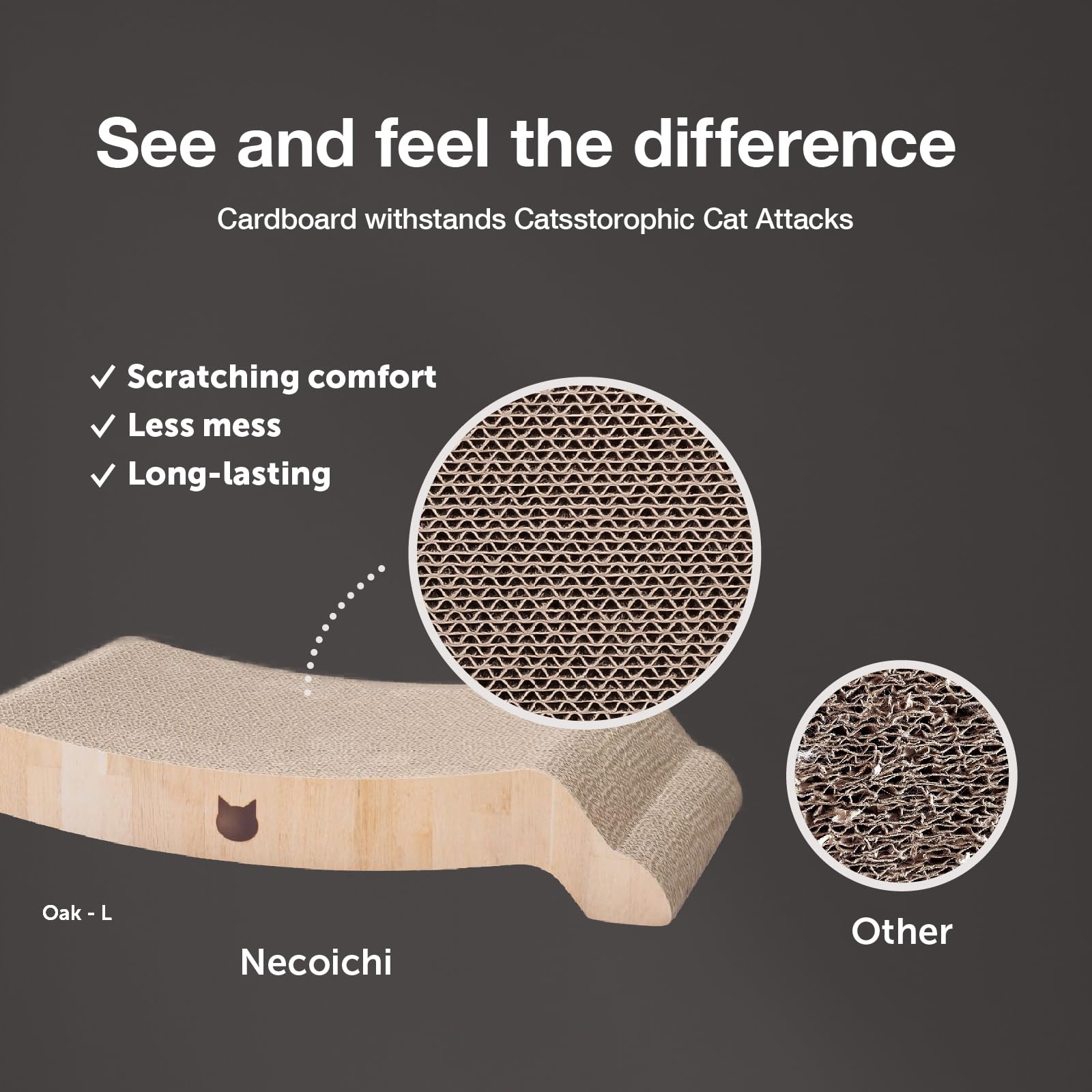 Necoichi Premium Comfort Series Cat Scratcher Curved Lounger And Scratcher Bed (C.Oak Bed, Large)