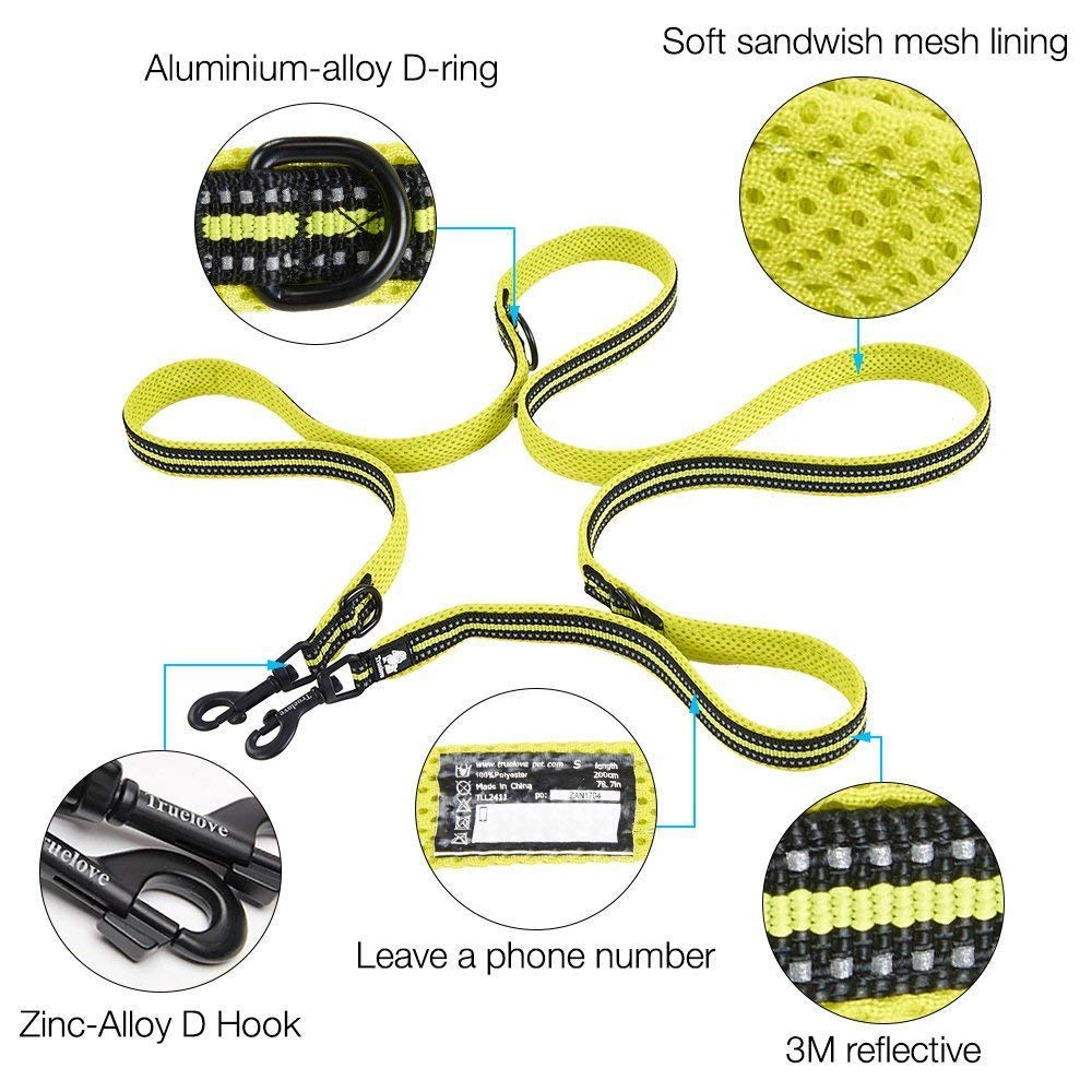 Creation Core Multi-fuctional Reflective Dog Leash with Snap Hook Adjustable Hands Free Walking Training Running Leash, Pink S