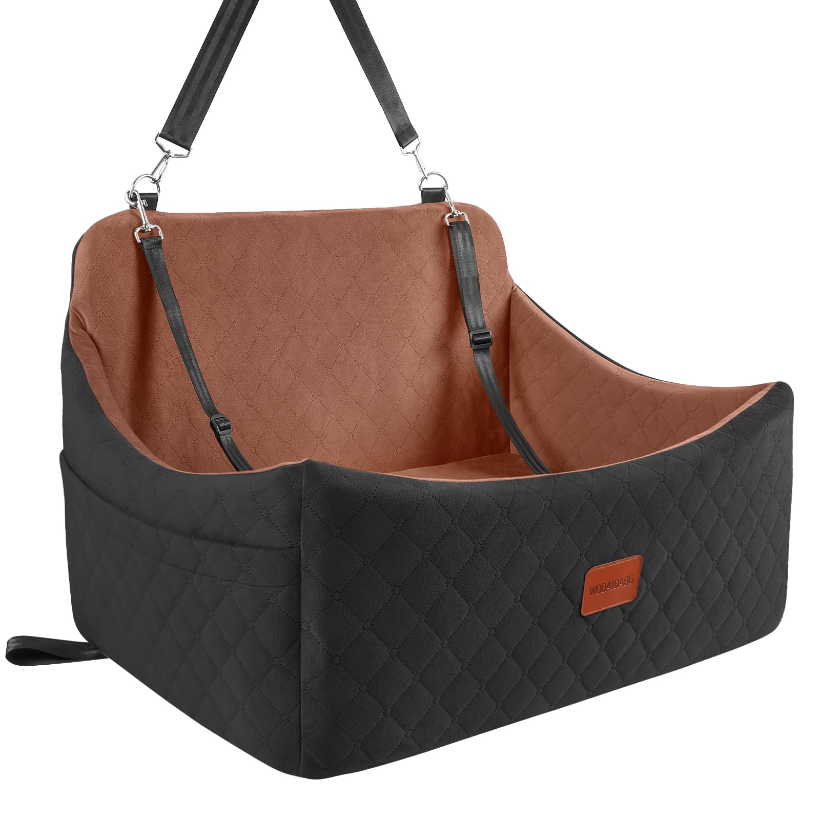 Wooaidagg Dog Car Seat for Medium & Large Dogs Up to 55lbs, Memory Foam Cushion, Washable Cover, Safety Straps & Non-Slip Bottom