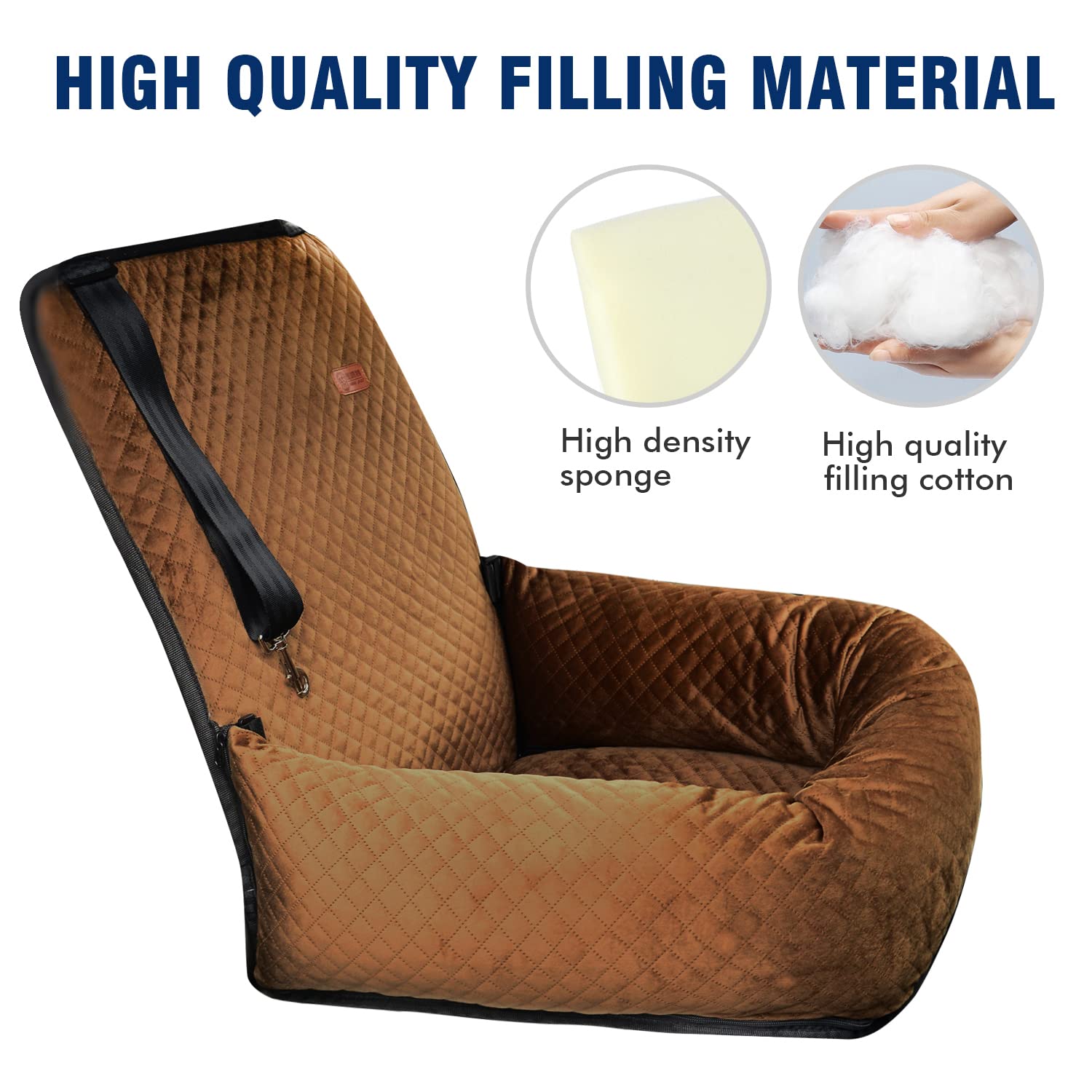 Bcochao Dog Car Seat Pet Booster Seat Pet Travel Safety Car Seat,The Dog Seat Made Is Safe And Comfortable, And Can Be Disassembled For Easy Cleaning (Brown)