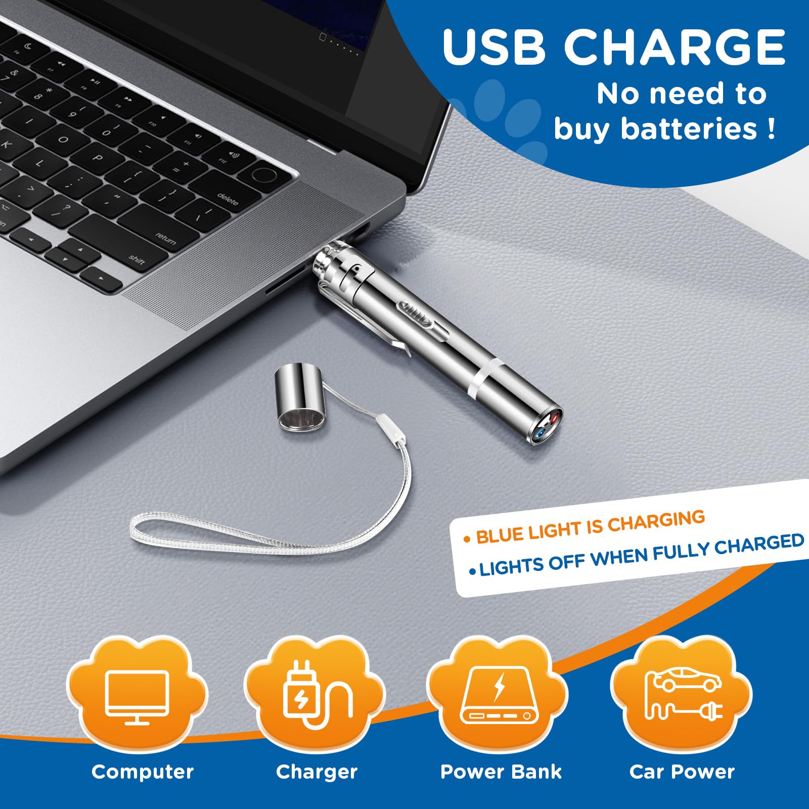 Koackl Kocal Cat Toy Pointer For Indoor, Usb Rechargeable Toy, 3 Light Colors Cat Interactive Toys For Dogs, Cats, Pet Chase Toy