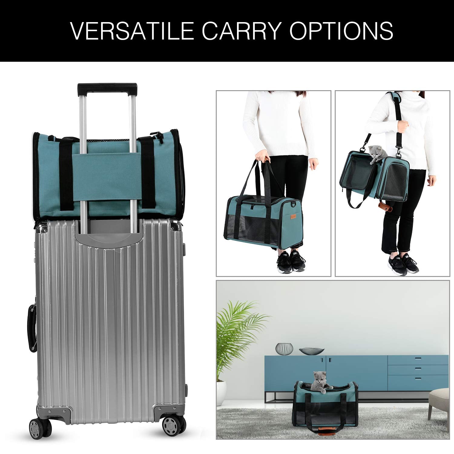 Akinerri Airline Approved Pet Carriers,Soft Sided Collapsible For Travel, Puppy, Small Medium Cats