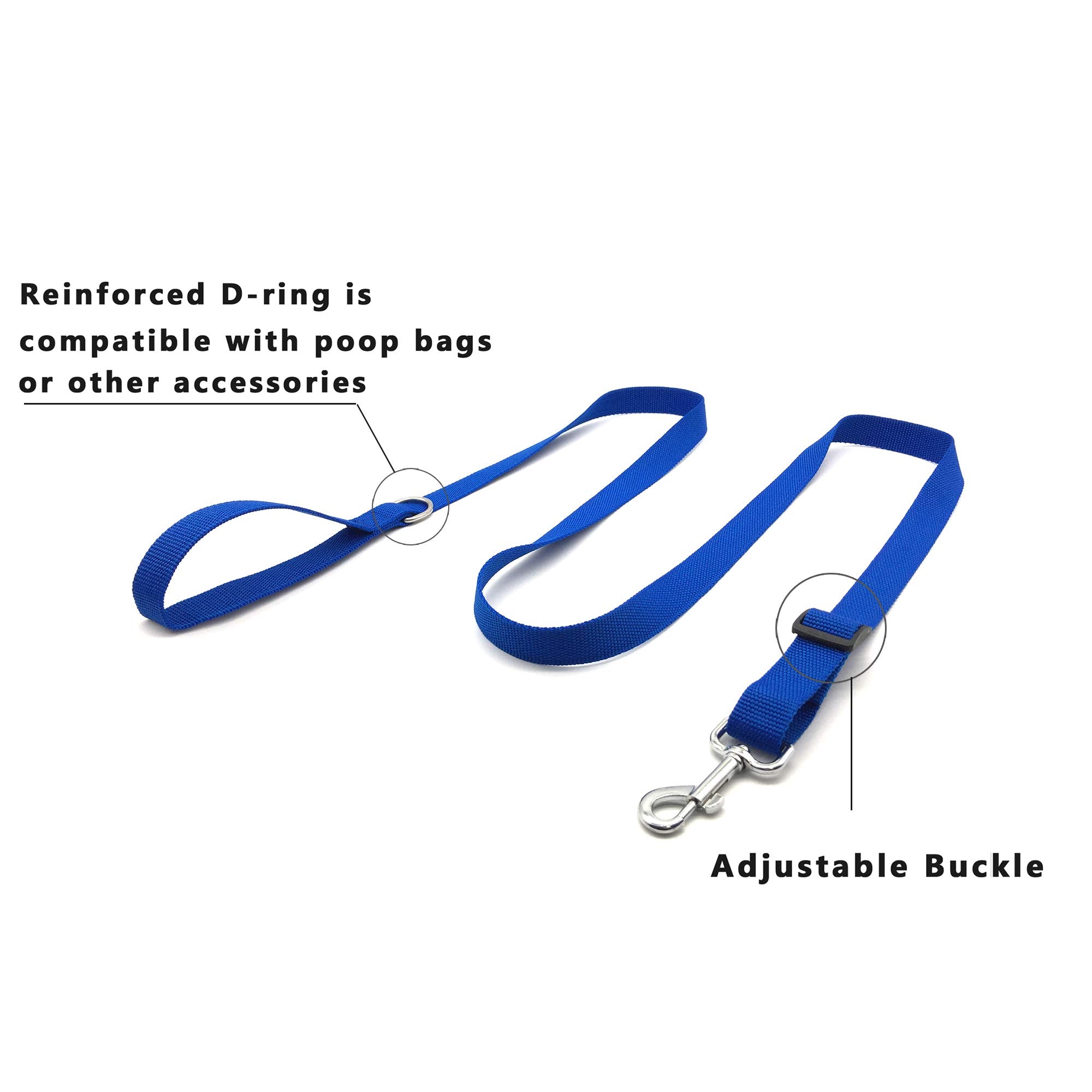 6Ft Adjustable Dog Leash, Nylon Dog Leashes For Medium Large Dogs (Blue)