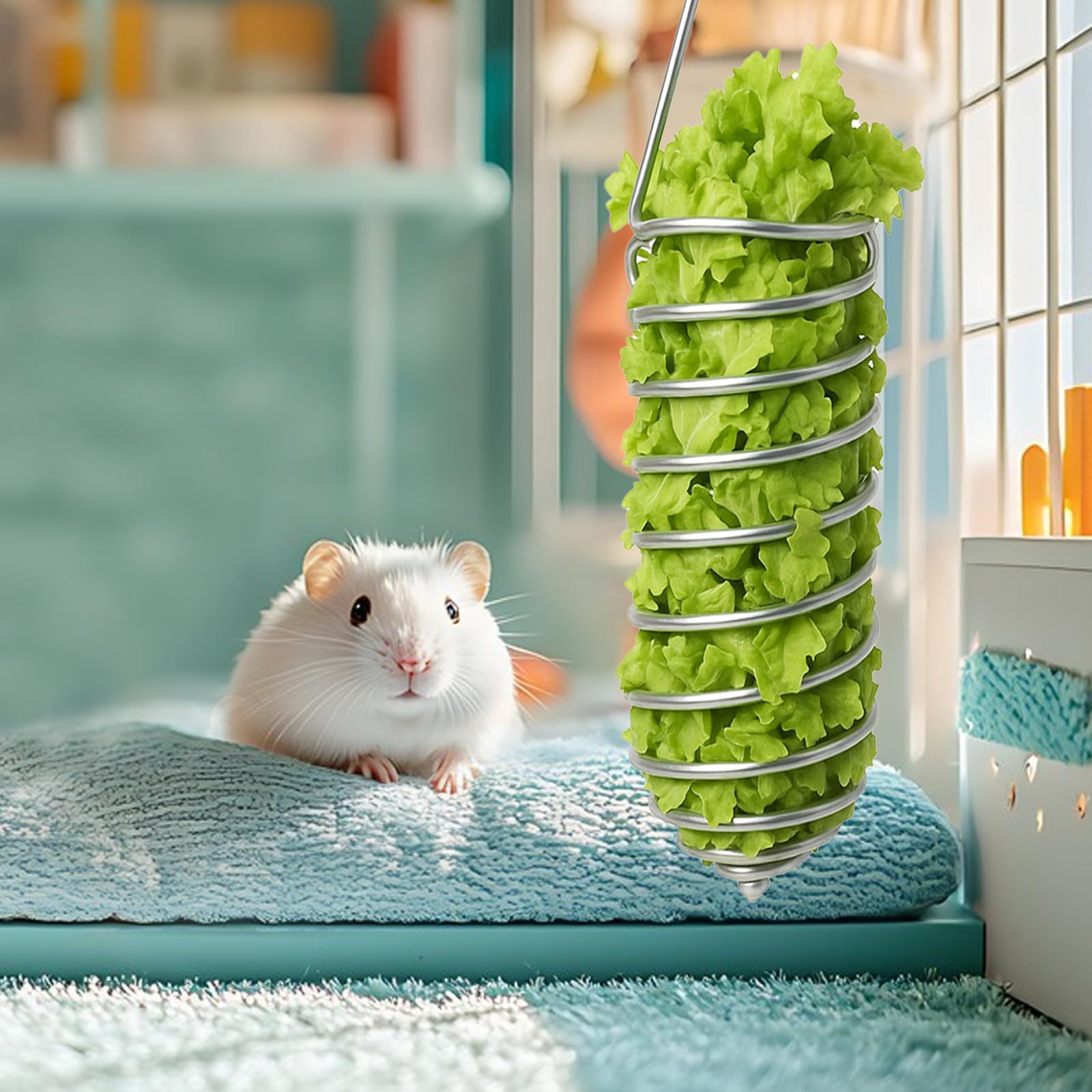 Hpmjz 2Pcs Rat Enrichment Toys Stainless Steel Bird Food Holder Rat Parrot Foraging Toy Hanging Rodent Toy Fruit Vegetable Holde