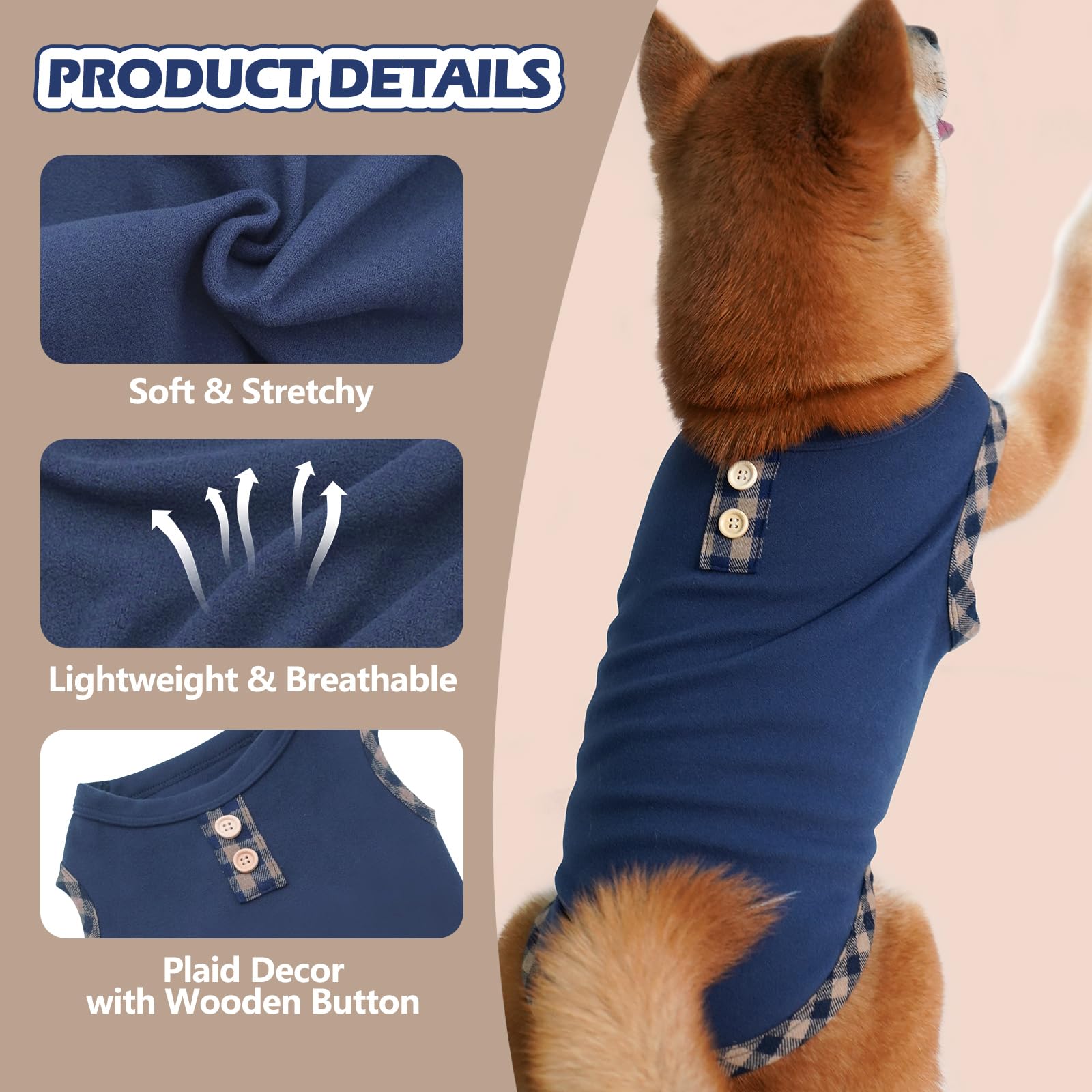 Kyeese 2Pack Dog Shirt Pullover Sweatshirt Stretchy Vest Soft T-Shirt Fleece Coats Lightweight Clothes Sweater For Small Dogs, N