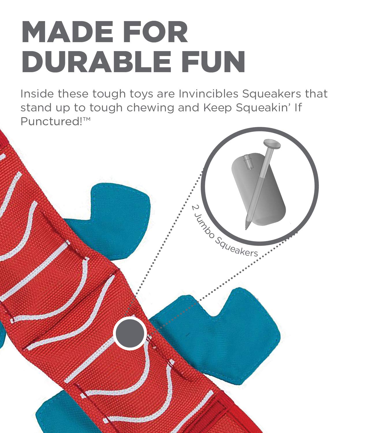 Outward Hound Fire Biterz Red Lizard Plush Firehose Material Interactive Dog Toy, Medium