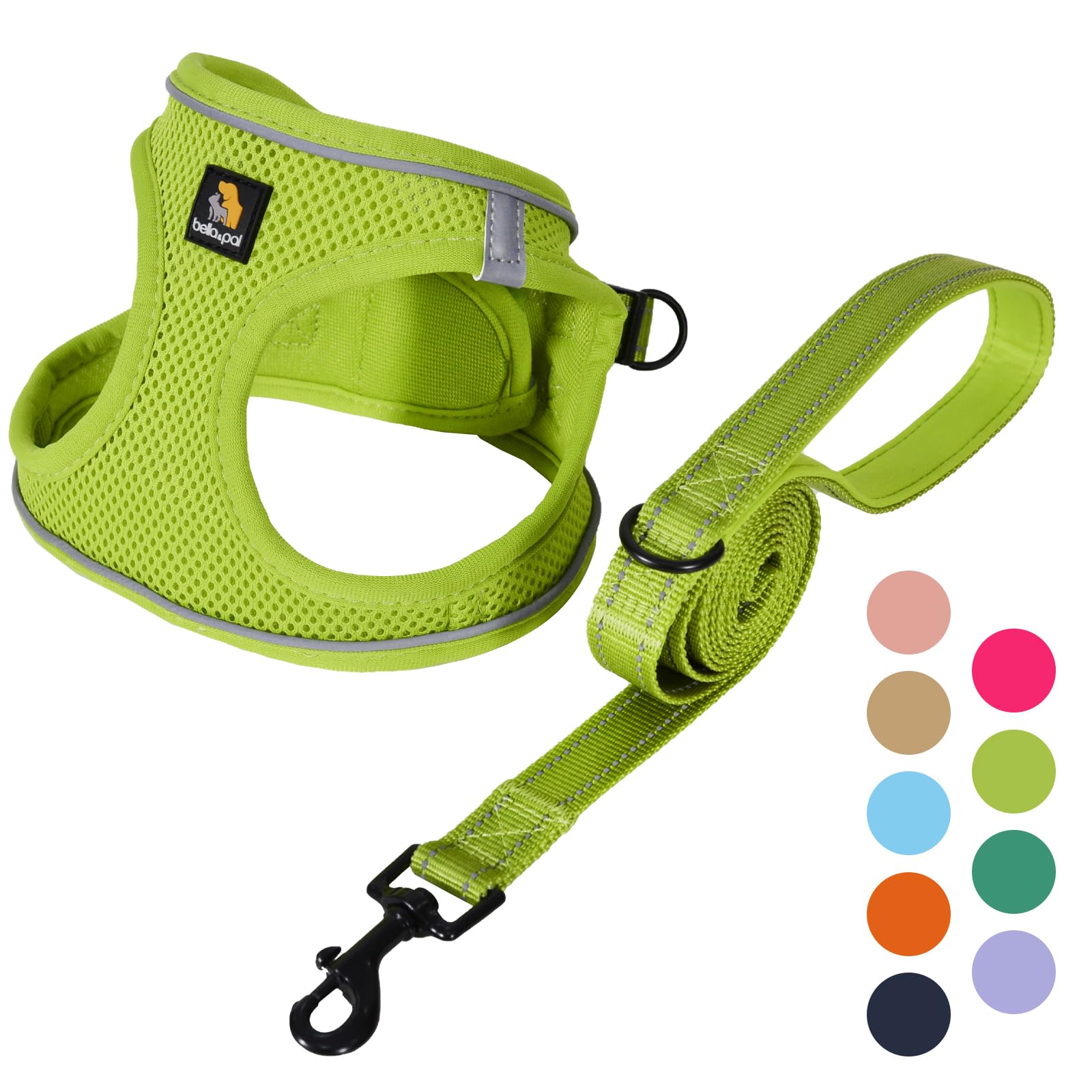 Bella & Pal Puppy Harness With Leash Set, Dog Harness For Small Dogs No Pull, Dog Leash For Small Dogs, Step In Harness For Extra Small Dogs, Avocado Green Harness, L