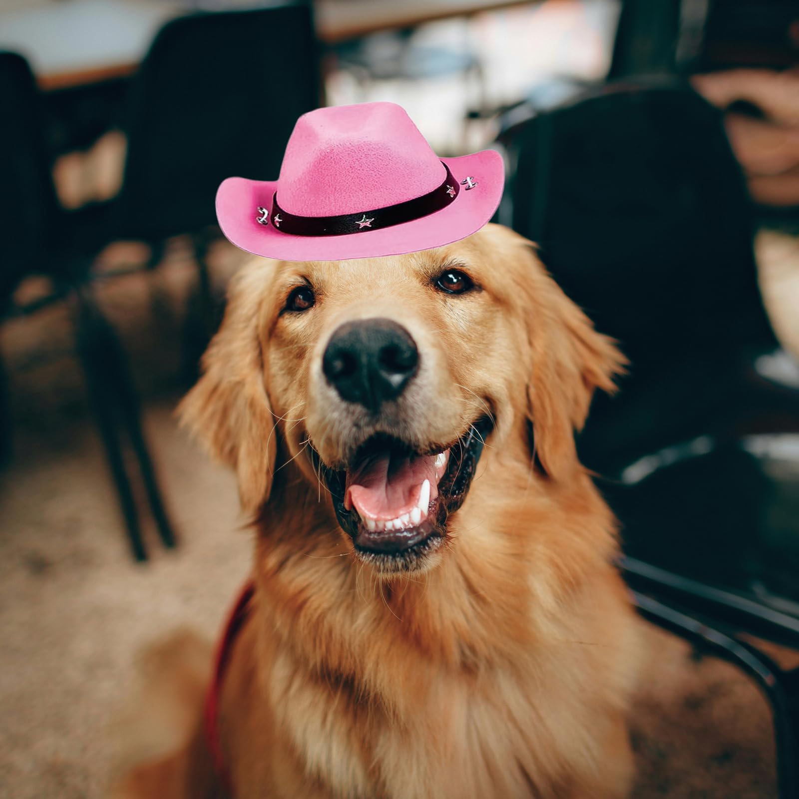 Awocan Pet Dog Costume Cowboy Hat Cosplay Cap Puppy Pet Dog Cat Holiday Pet Party Decoration (Pink)