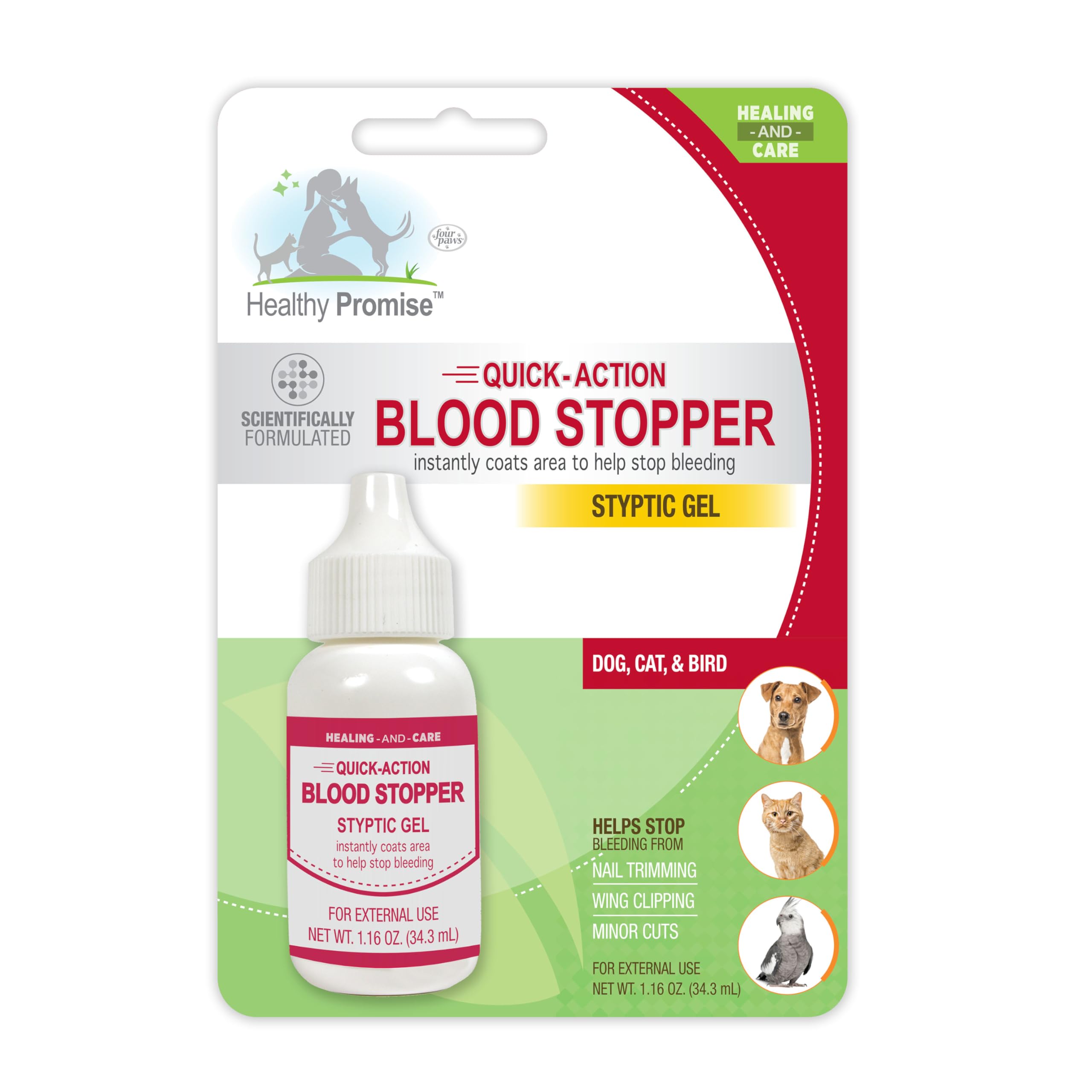Four Paws Healthy Promise Quick Action Blood Stopper Styptic Gel For Dogs & Cats, 1.16 Oz.