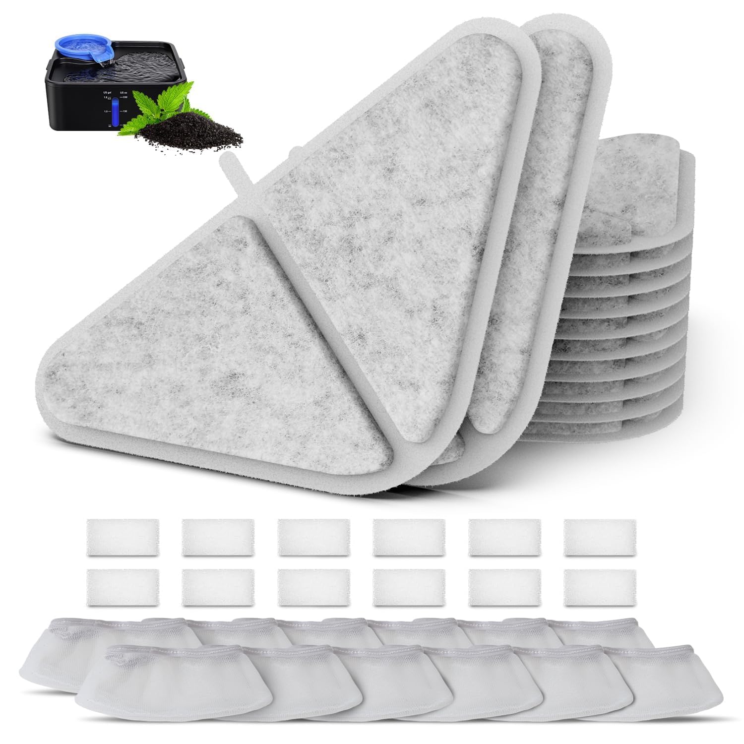 12 Pack Filters Replacements For Automatic Pet Fountains