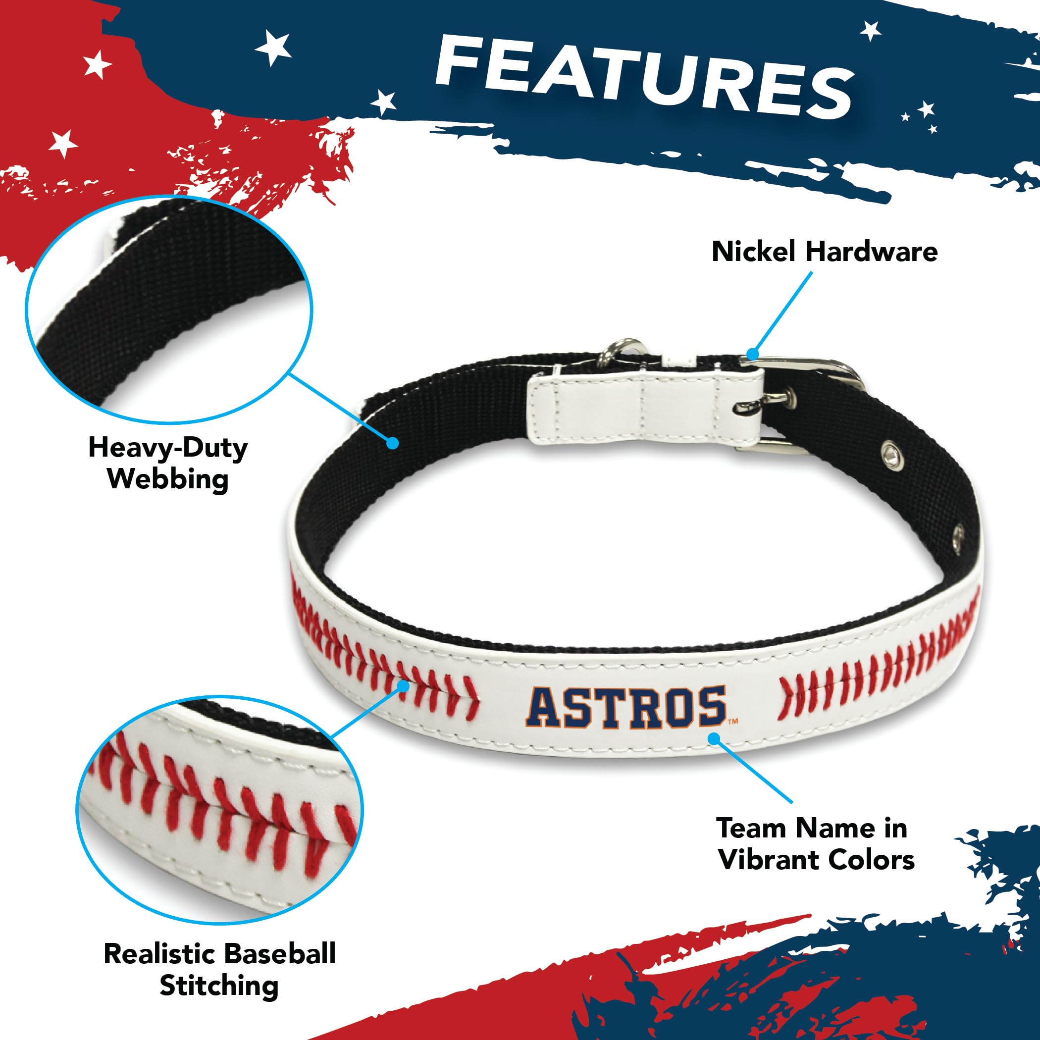 Mlb Dog Collar Houston Astros New Signature Pro Pvc-Leather Premium Pet Collars Extra Tough & Durable! Super Stylish! Size: Smal