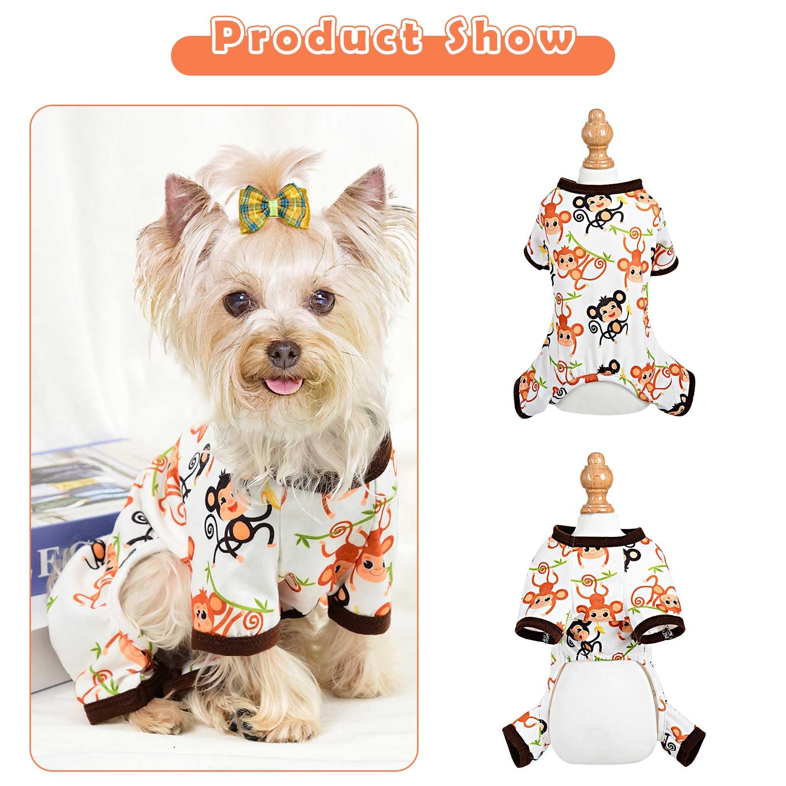 Dosuyi Dog Pajamas Spring Summer Pet Clothes For Small Dogs Girl Boy Soft Stretchy Puppy Clothes Cat Pjs Pet Jammies Outfit (Mon