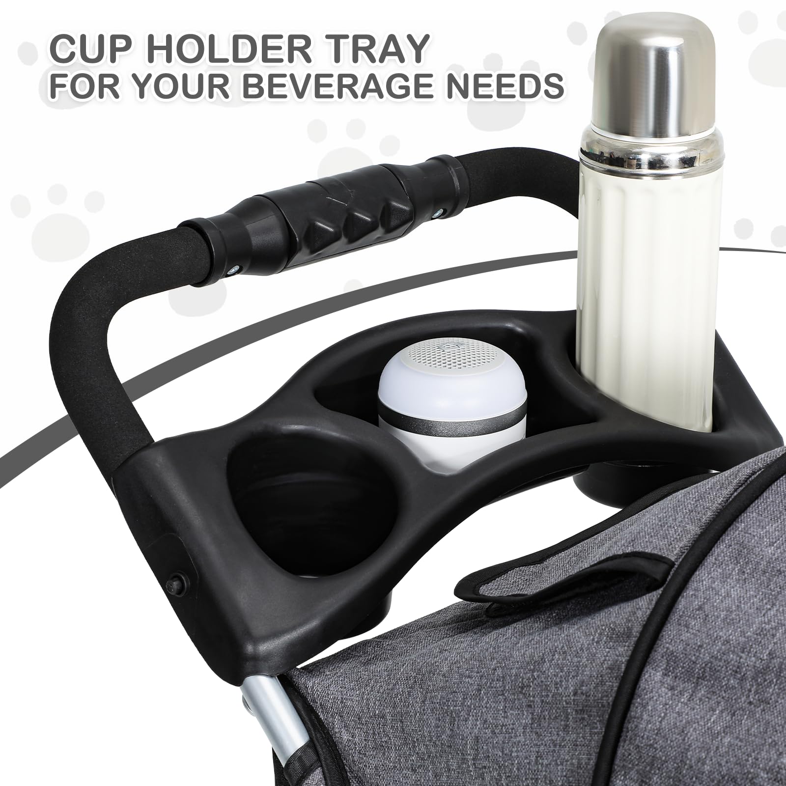 Monibloom 3 Wheels Pet Dog Cat Stroller For Small Medium Dogs And Cats, Lightweight Foldable Jogger Stroller W/Storage Basket And Cup Holder, Gray