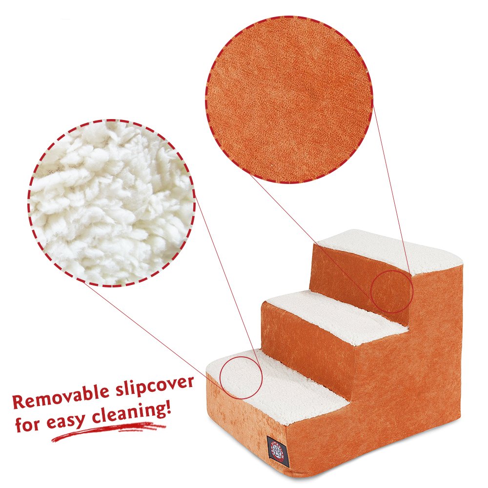 3 Step Portable Pet Stairs By Majestic Pet Products Villa Orange Steps for Cats and Dogs Tangerine