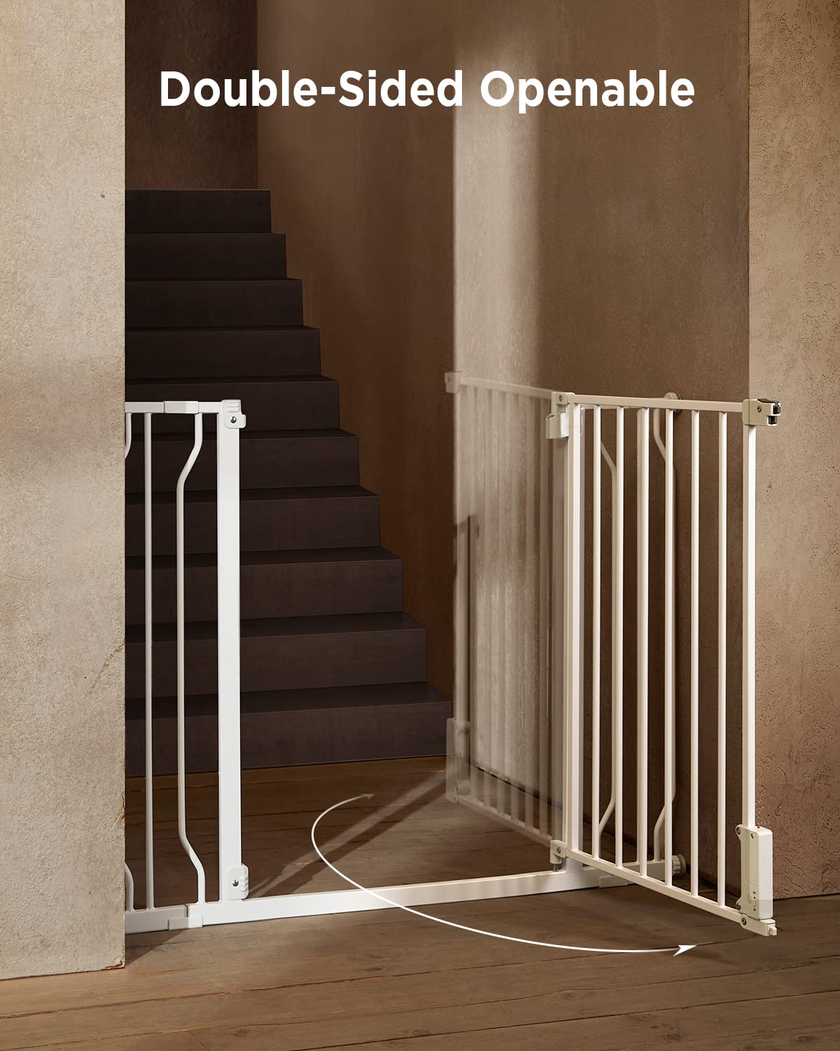 Ciays 29.5?To 41.3?Baby Gate For Stairs Doorways And House, 30?Height Extra Wide Auto-Close Safety Dog Gate For Pets With Secure Alarm, Pressure Mounted, White