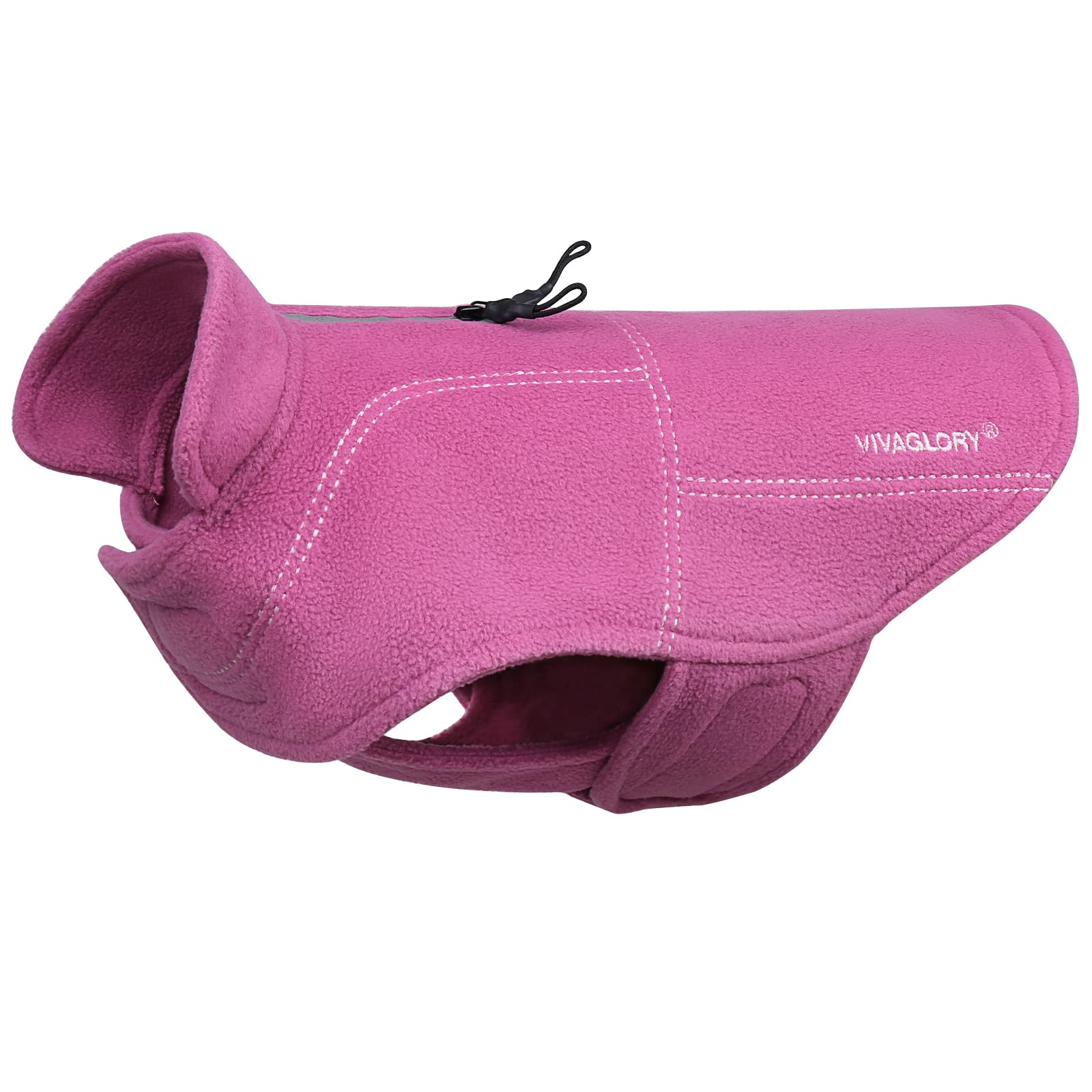 VIVAGLORY Dog Fleece Vest, Dog Cold Weather Sweater for Medium Dogs, Adjustable Winter Warm Clothes with Two-Way Zipper Opening,