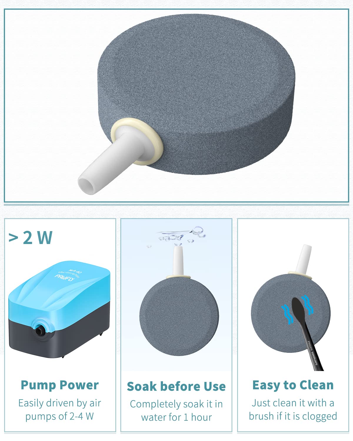 Pawfly Aquarium Air Stone Disc Bubbler 1.5 Inch Bubble Release Tool Round Oxygen Diffuser For Nano Air Pumps Fish Tanks Buckets Small Ponds And Dwc Reservoirs, 8 Pack