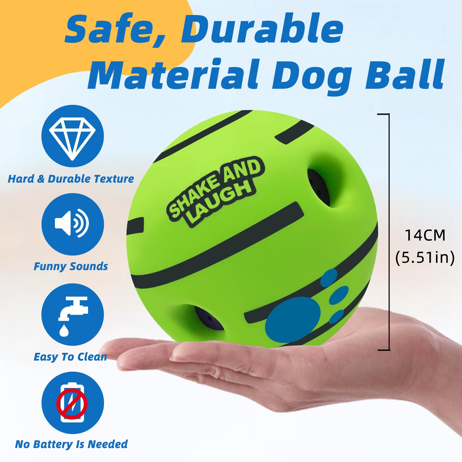 Shake And Laugh Dog Toys Ball, Interactive Dog Ball, Shaking With Gibbering Sound, For Training & Herding, Xl, 5.51 In (14 Cm)
