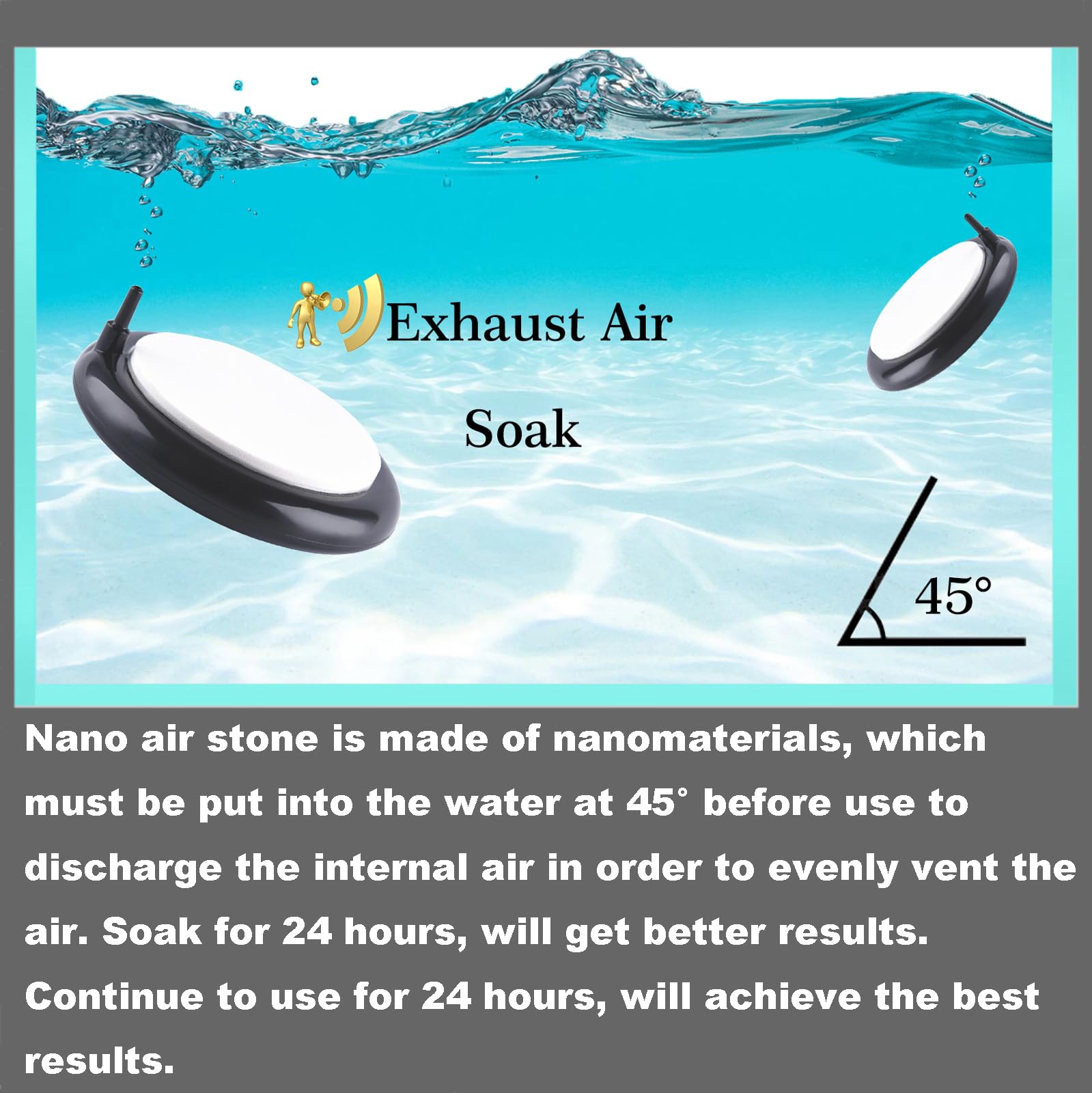 Carefree Fish 1.4/2/4Inch Aquarium Nano Materials Air Stone Disc with 3ft Tube Fish Tank Oxygen Stone Disk Bubble Diffuser Fish