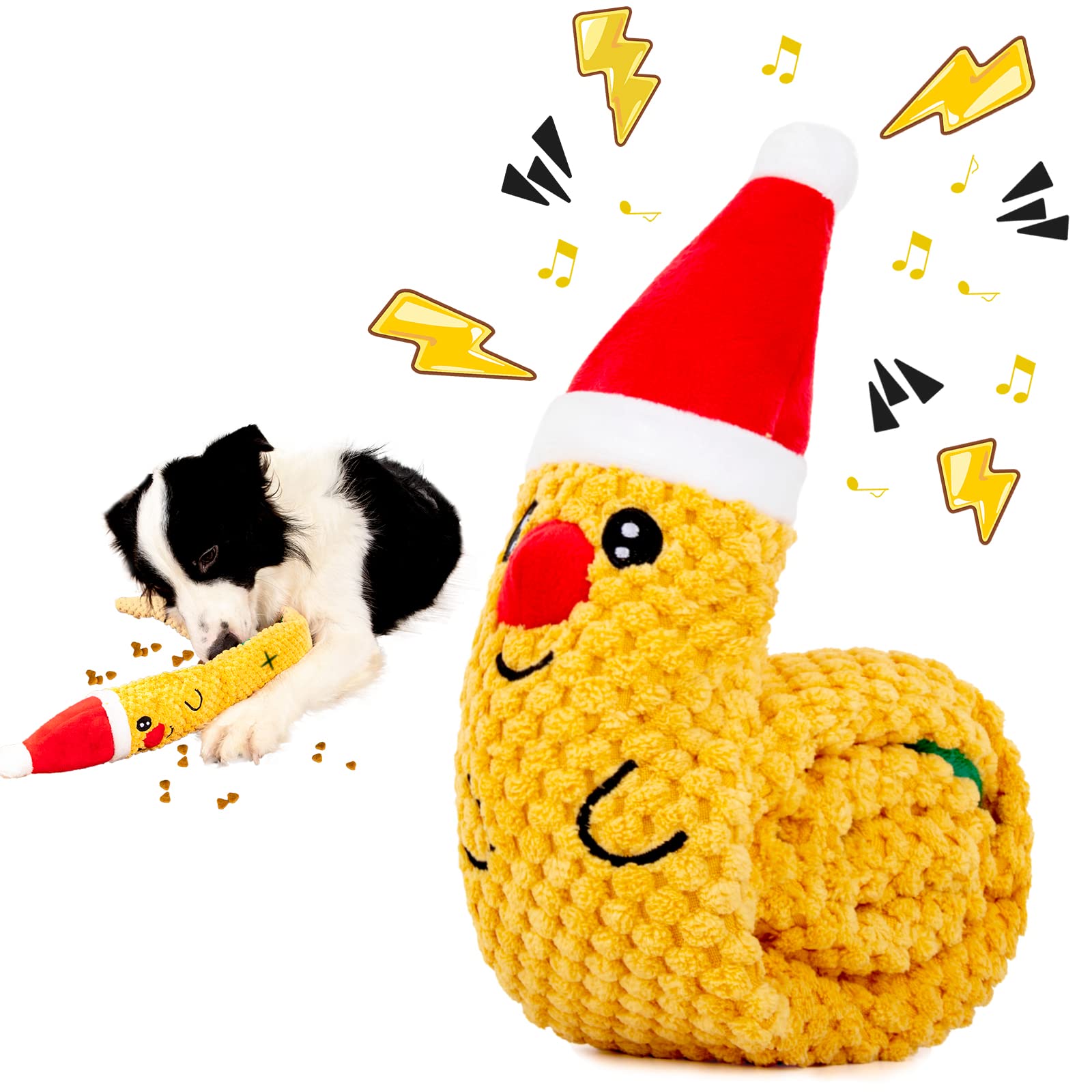 Samtotopets Christmas Deer Dog Toys - Plush Snuffle & Squeaky Toys For Puppy Teething & Small, Medium, Large Dogs