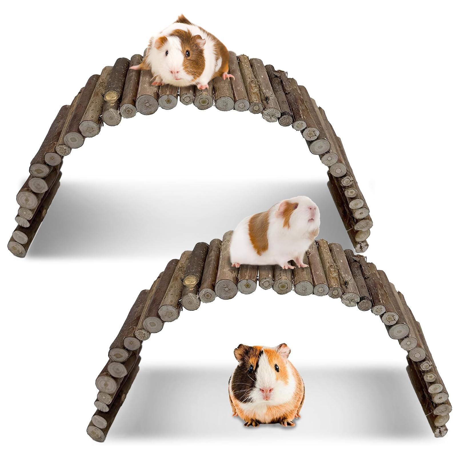 Hamiledyi 2Pcs Hamster Bridge Wood Hamster Climbing Ladder Rat Ladder Bridge Small Animals Cage Accessories For Dwarf Syrian Mic