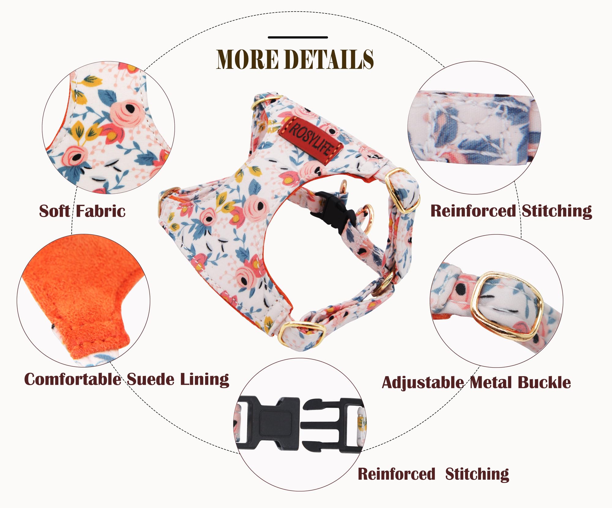 No Pull Dog Harness Adjustable Small And Leash Set, Lightweight And Soft Dog Harness No Choke Escape Proof Pet Harness Vest (Ora