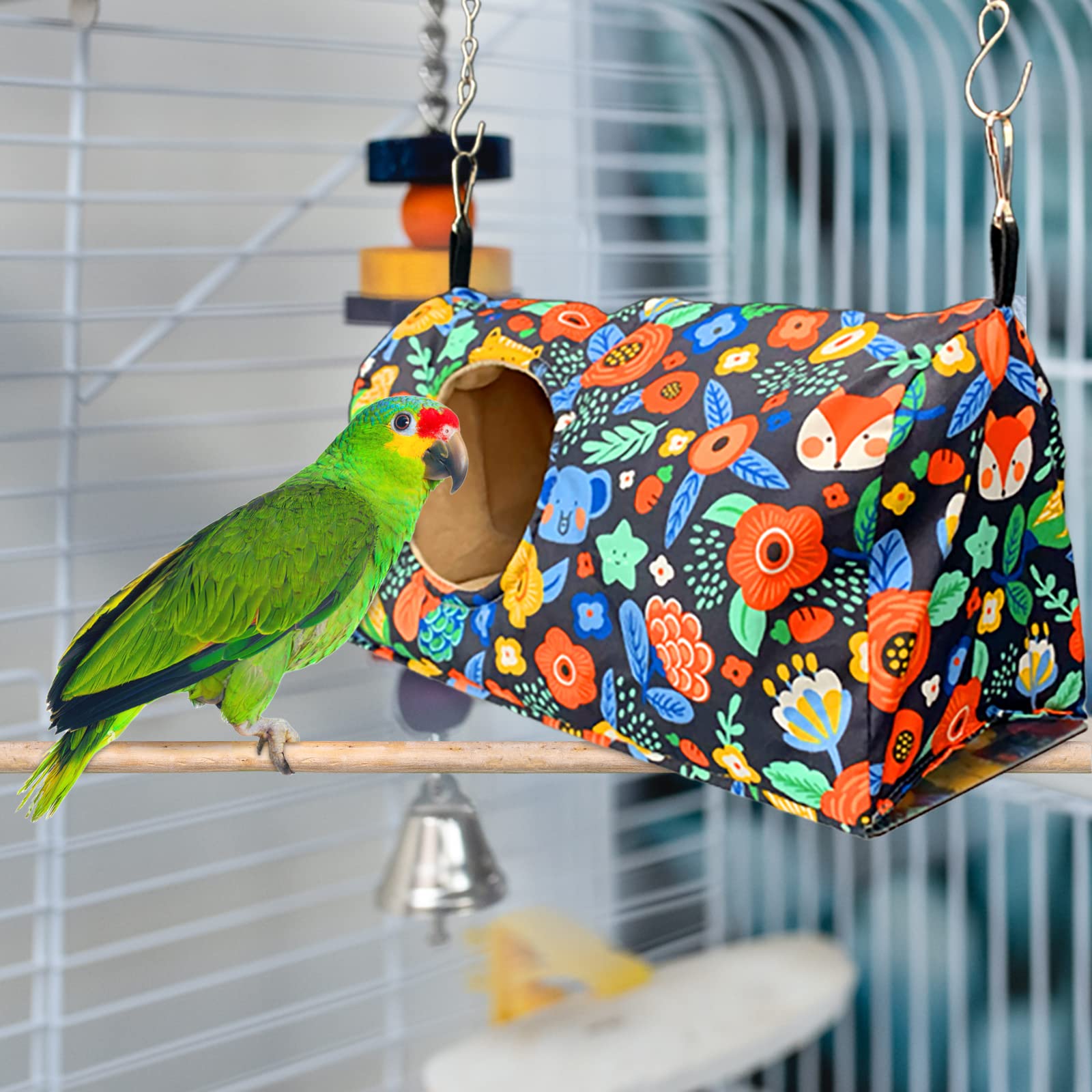 Shurung Bird Warm Bed Parrot Sleeping Nest Bed House Bird Snuggle Hanging Hut Bird Parrot Hammock Bird Sleeping Hideaway Cave Fo