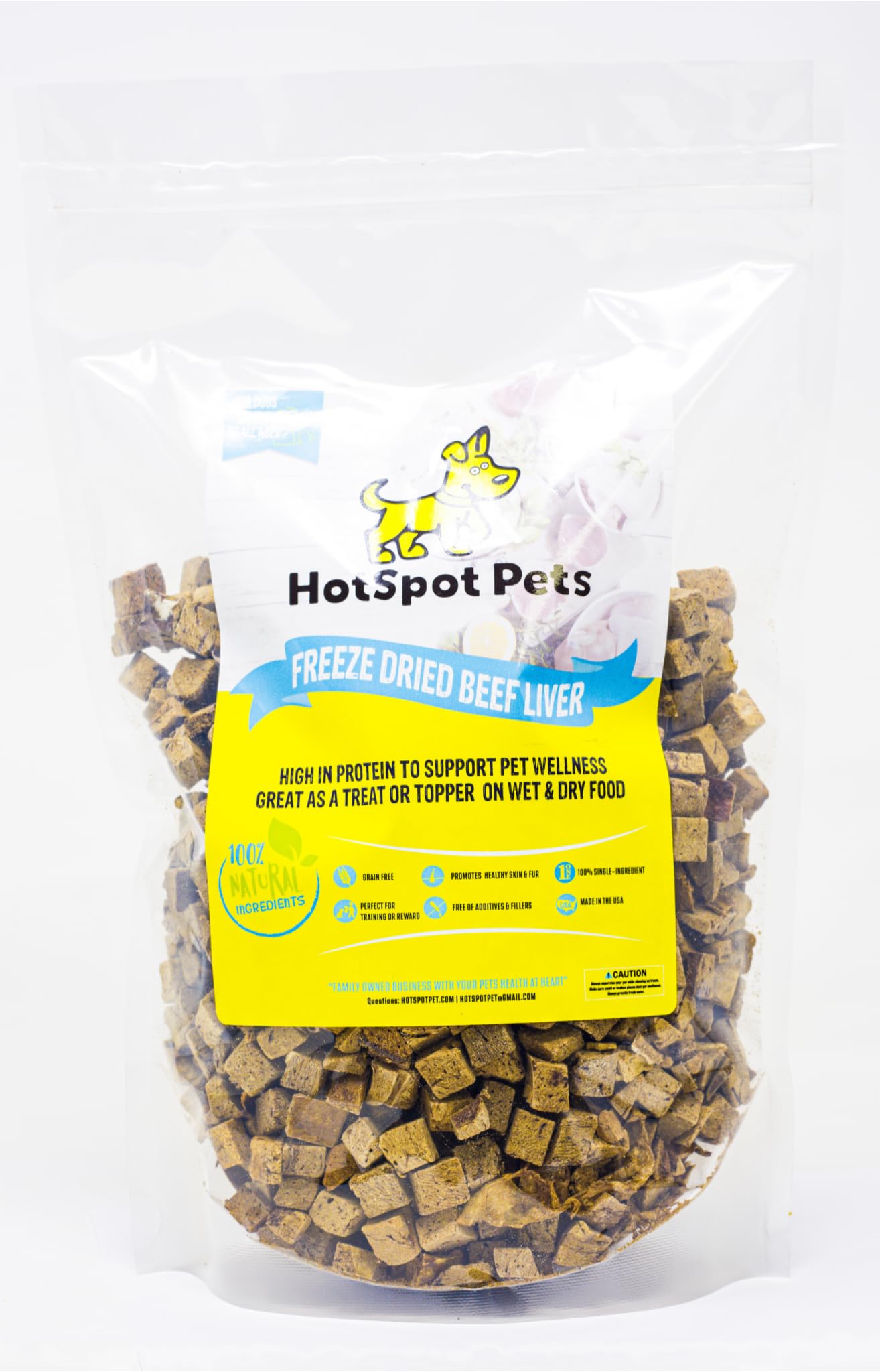 hotspot pets Freeze Dried Beef Liver Treats for Cats & Dogs - 1LB Big Bag- Made in USA,Single Ingredient, All Natural Grain-Free