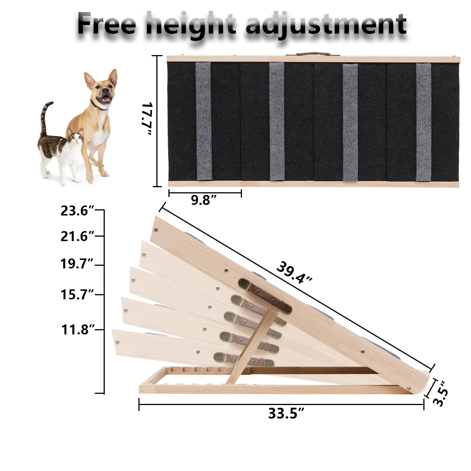 Upgrade 2-In-1 Pet Ramp Dog Stair,Folding Pet Stairs,Portable Dog Ramp For Small&Large Old Animals With Non-Slip Surface,Dog Ram