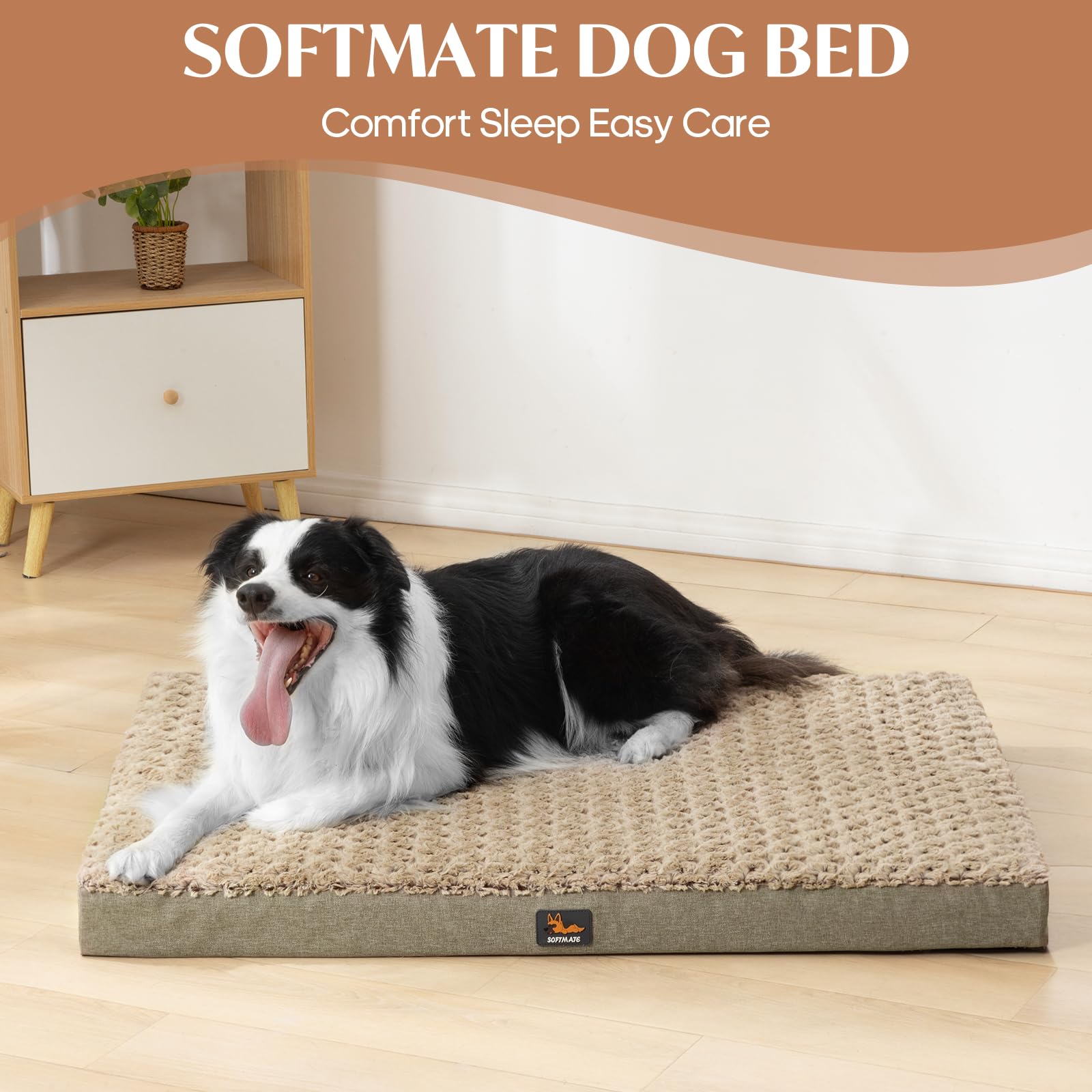 Softmate Medium Dog Bed For Dogs Up To 35 Lbs With Orthopedic Foam Waterproof Cover Removable And Washable Cover Fluffy Dog Crat