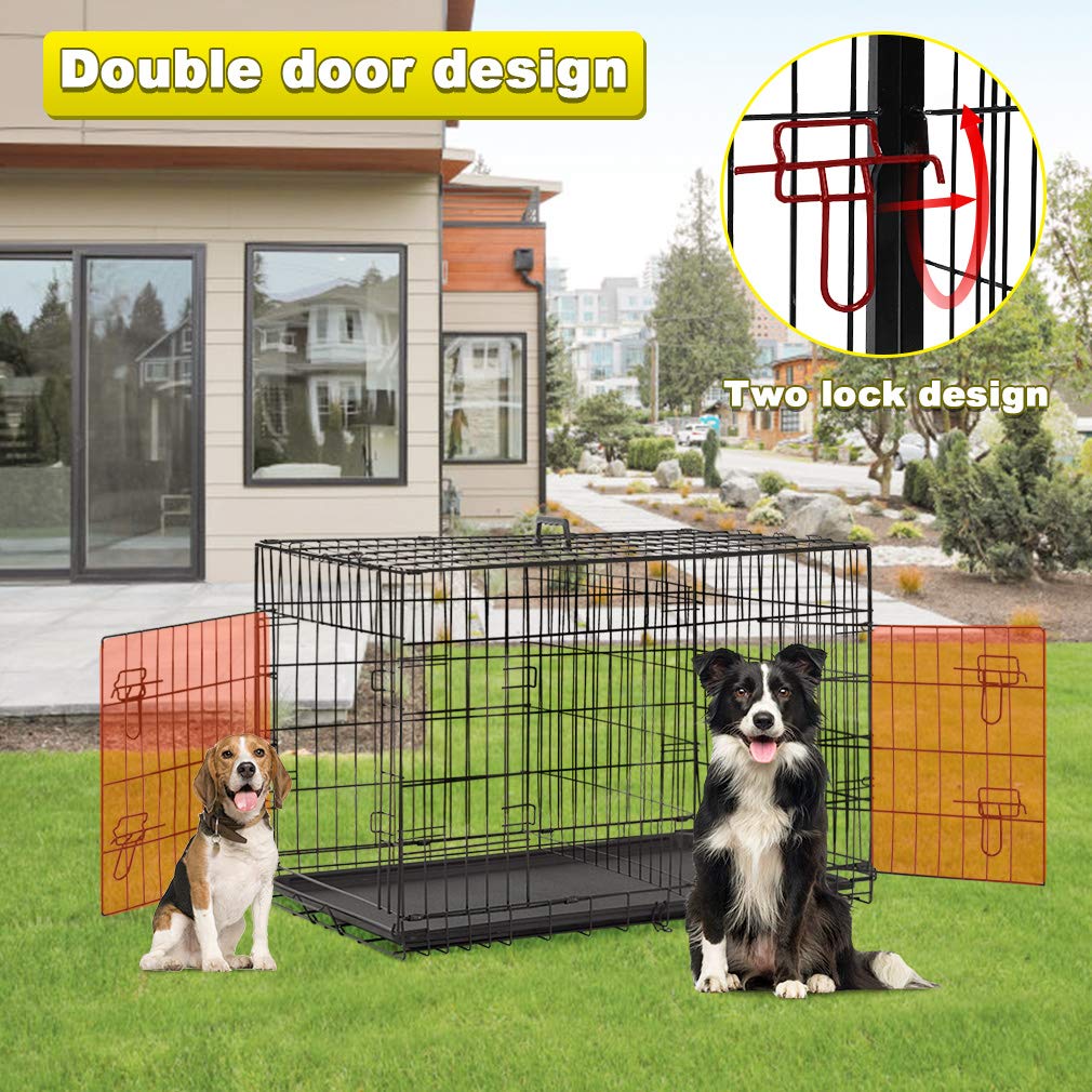 Bestpet 30 Inch Dog Crates For Medium Small Dogs Folding Mental Wire Crates Dog Kennels Outdoor And Indoor Pet Dog Cage Crate Wi