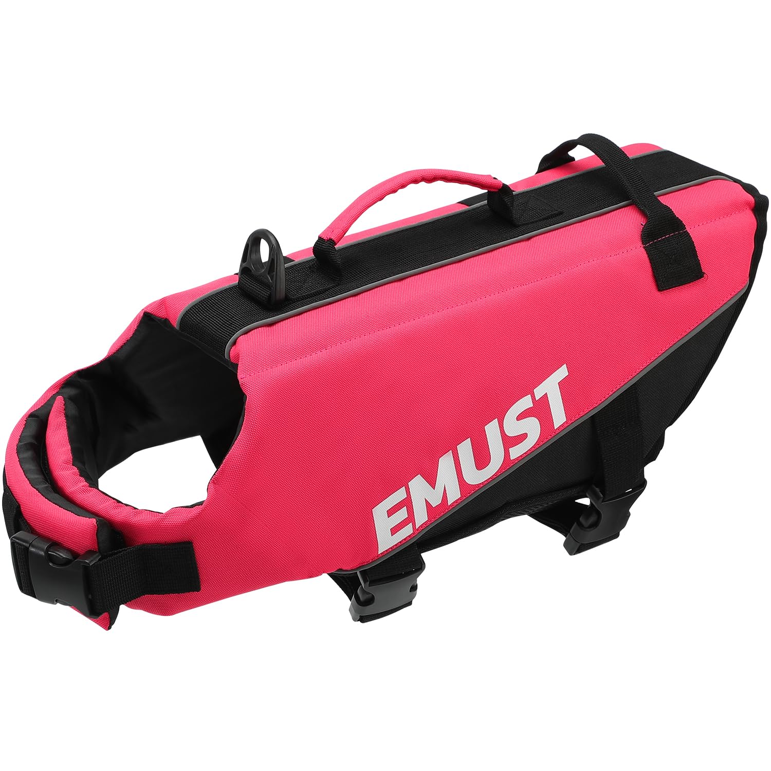 Emust Dog Life Vests, Adjustable Pet Life Jacket With Rescue Handle, Dog Flotation Vest For Small/Medium/Large Dogs, Xs, Rosepin