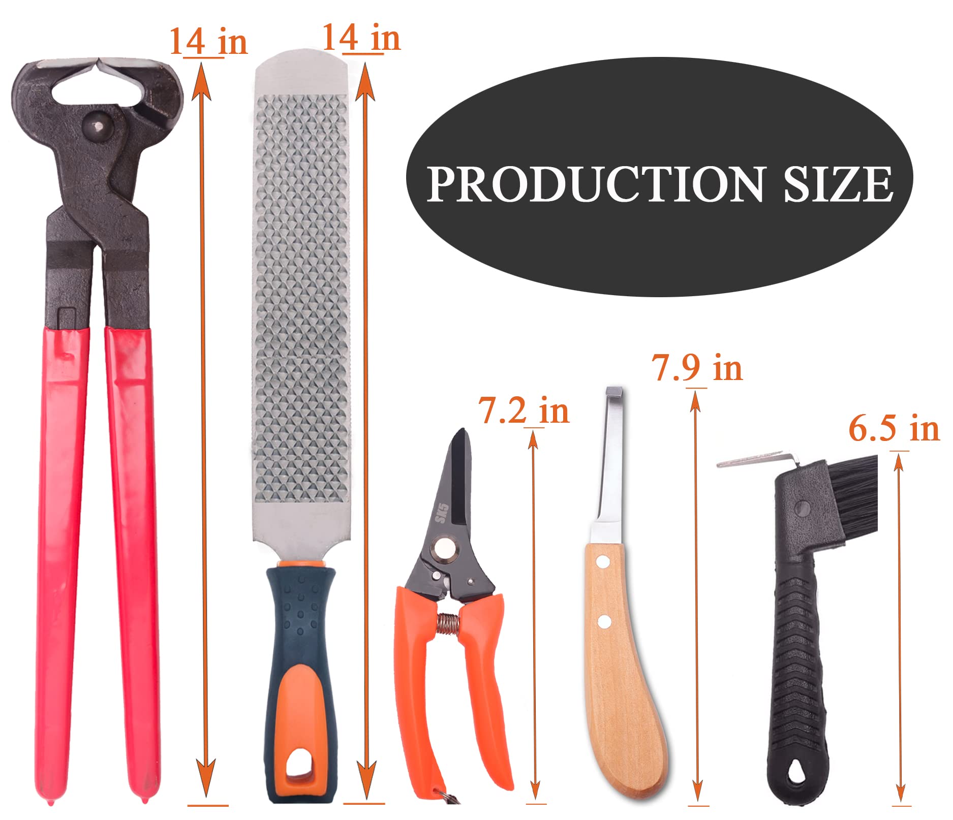 Long River Horse Farrier Hoof Tool Kit(7 Piece) With Carry Bag Horse Equine Metal Shears Farriers Hoof Nipper Cutter Handle Knife Stable Supplies Professional Hoof Trimming Tools