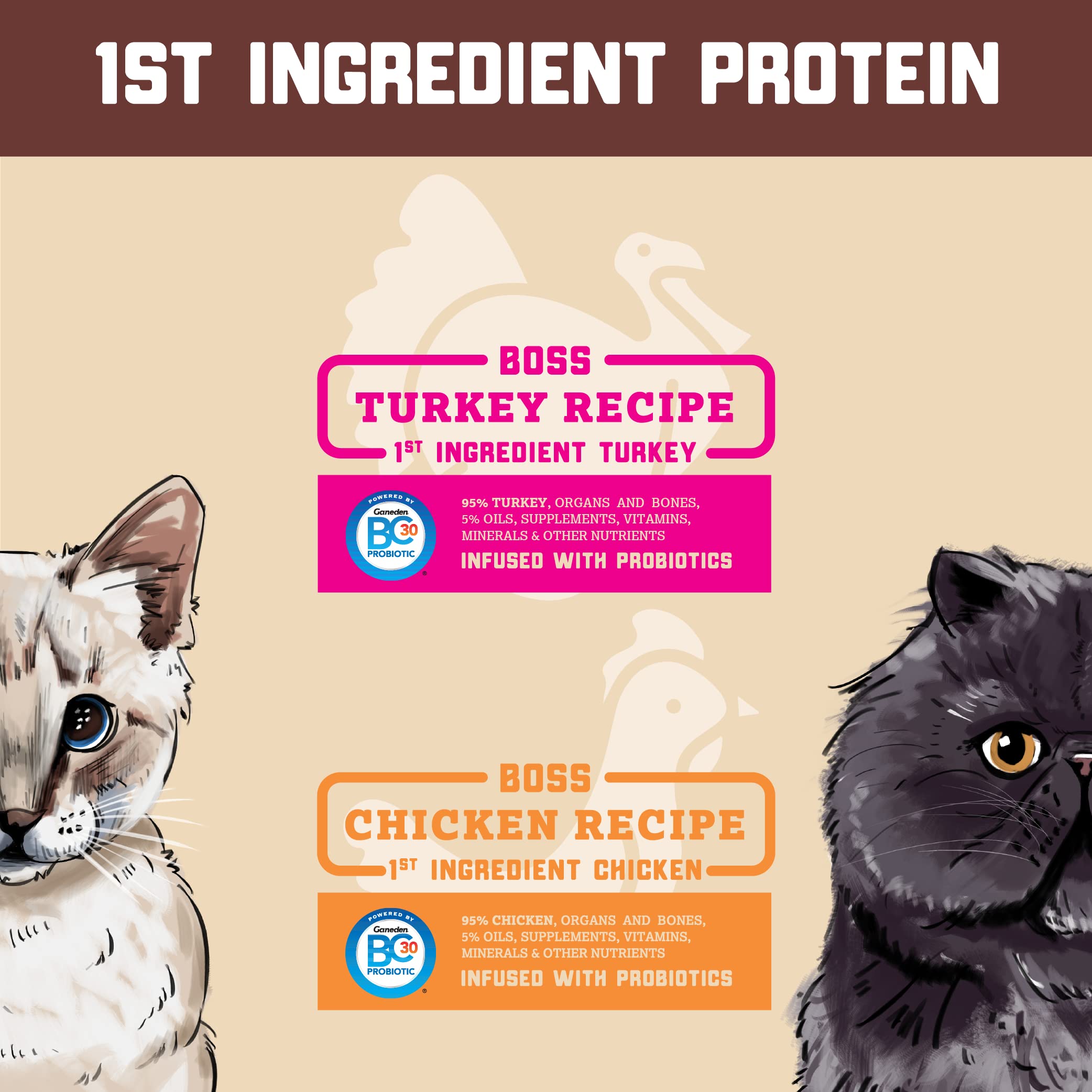 Boss Cat Complete & Balanced Freeze Dried Raw Diet for Cats, Chicken Recipe, 9 oz Bag