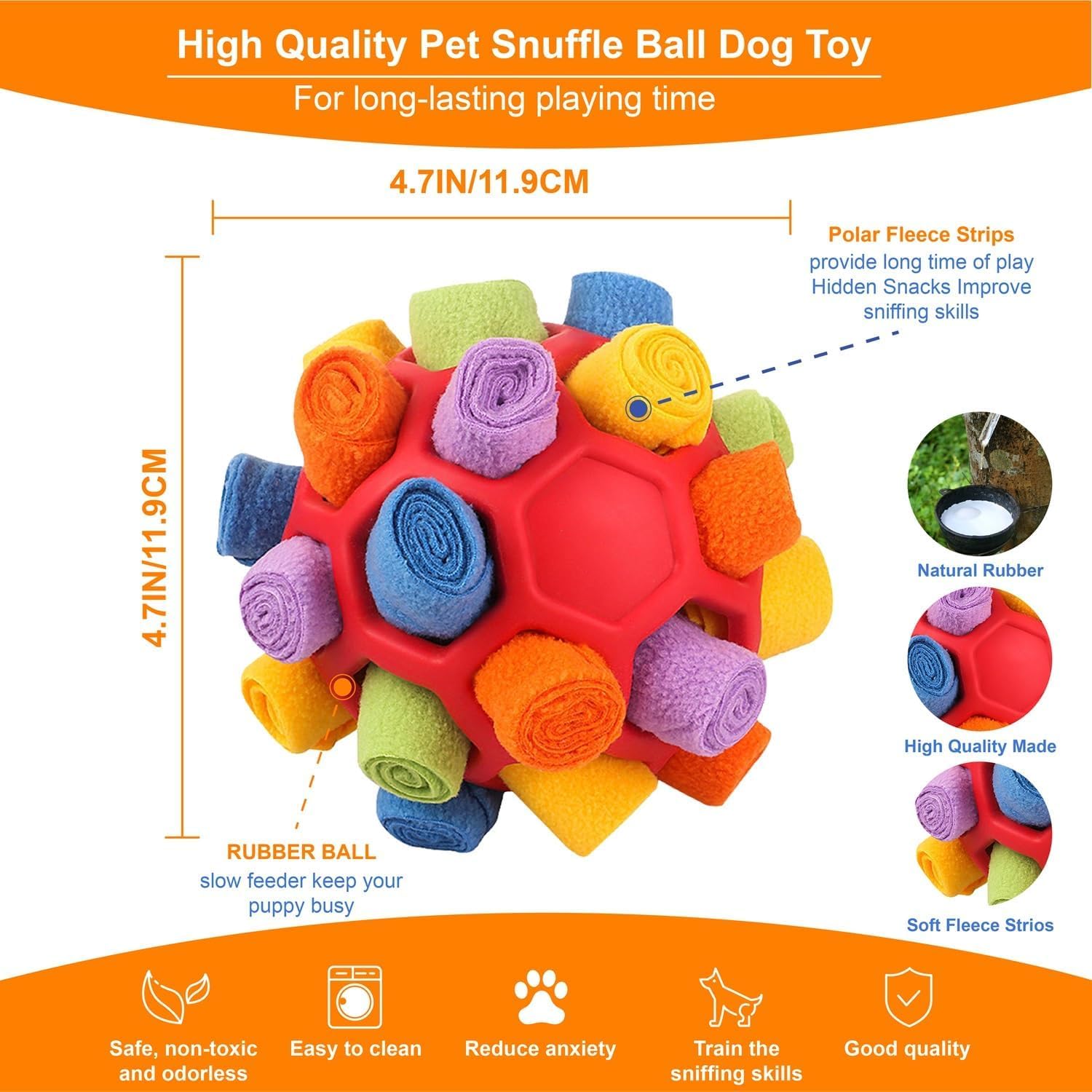 Dog Snuffle Ball Interactive Puzzle Toy, Training & Stress Relief, Slow Feeder, Unbreakable, Suitable for Small, Medium, and Lar