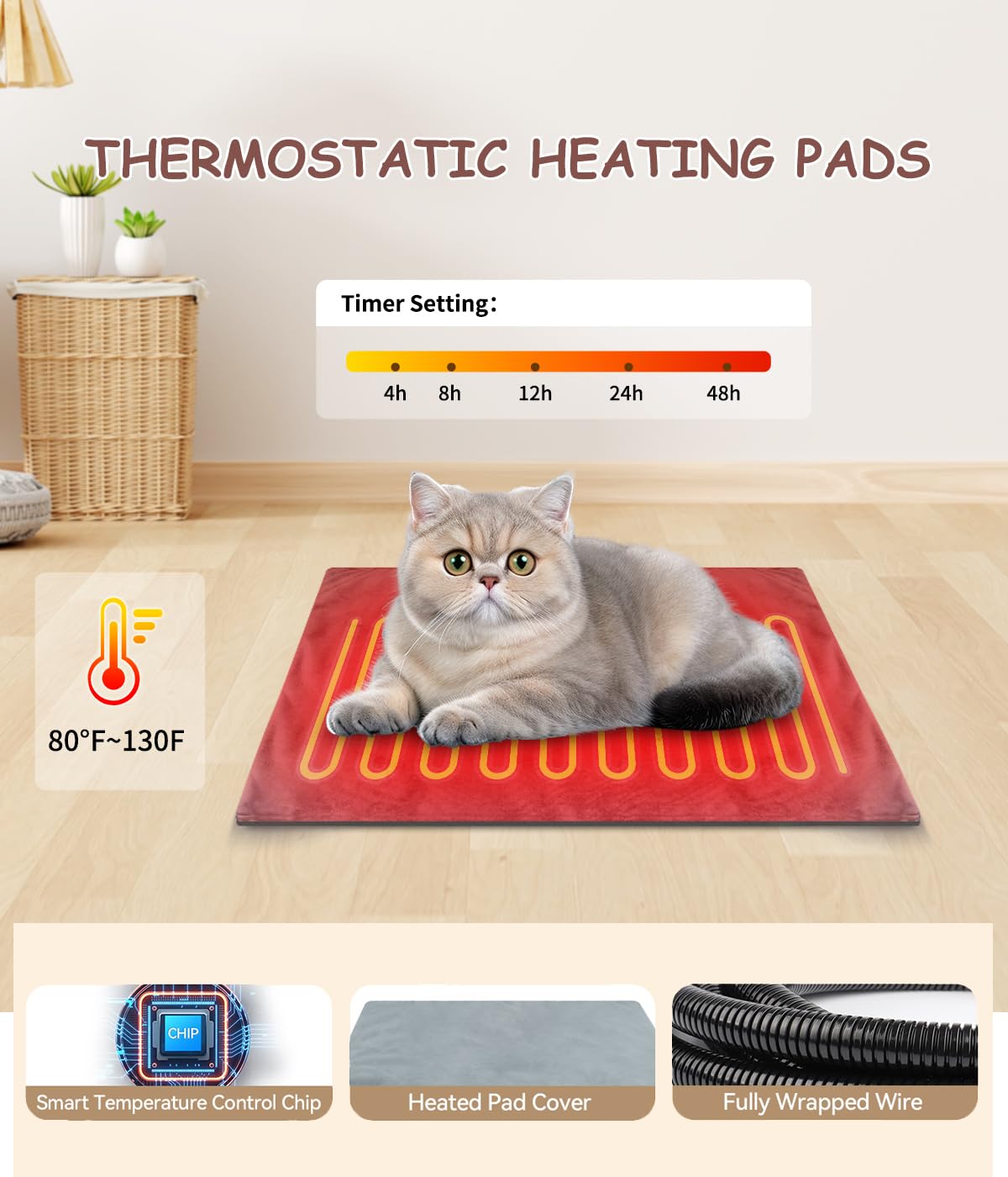 Large Heated Cat House For Outside With Pet Heating Pad Bed