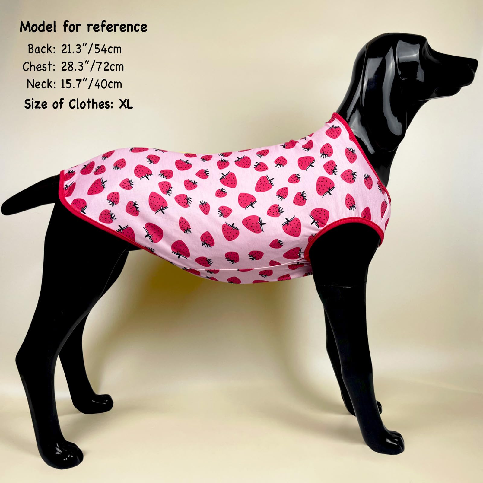 D.E.E Dog Shirt For Large Dogs Summer Cotton Dog Clothes Lightweight Tank Top Female Big (Vstrawberry, 2Xl)